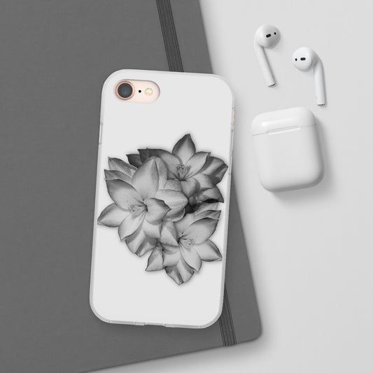 Elegant Floral Flexi Case - Stylish Black & White Design for Smartphones