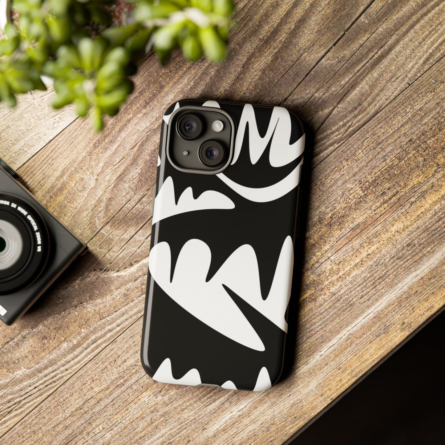 Tough Cases: Bold Black & White Monster Design Phone Case for Trendsetters