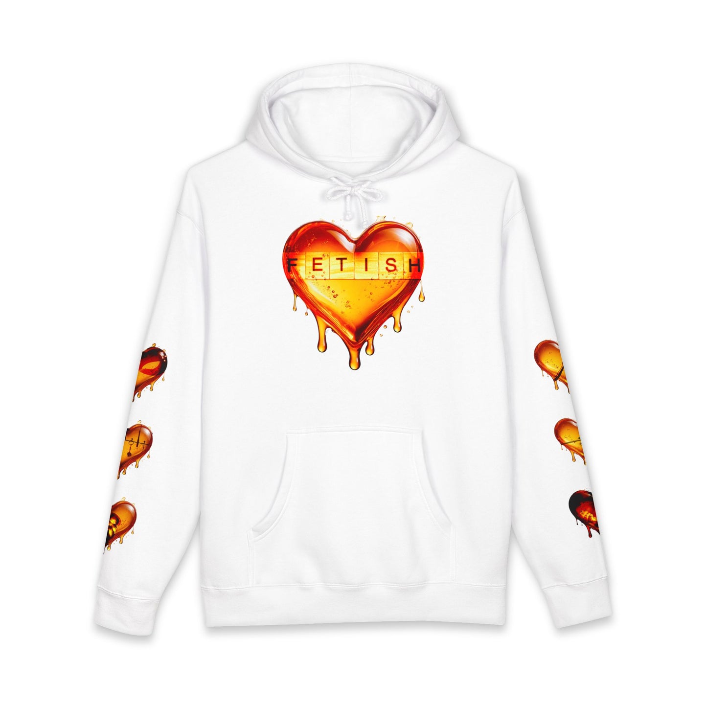 Dripping Heart Hoodie — 'FETISH' Melted Heart Graphic Pullover