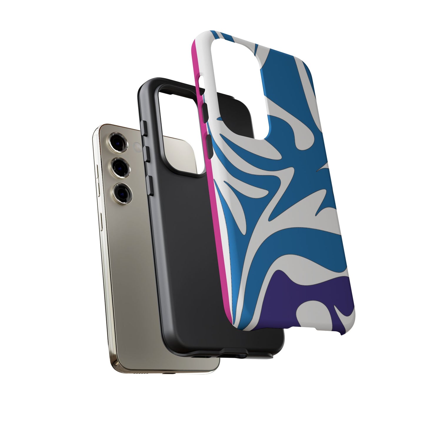 Stylish Tough Phone Case - Blue Abstract Design
