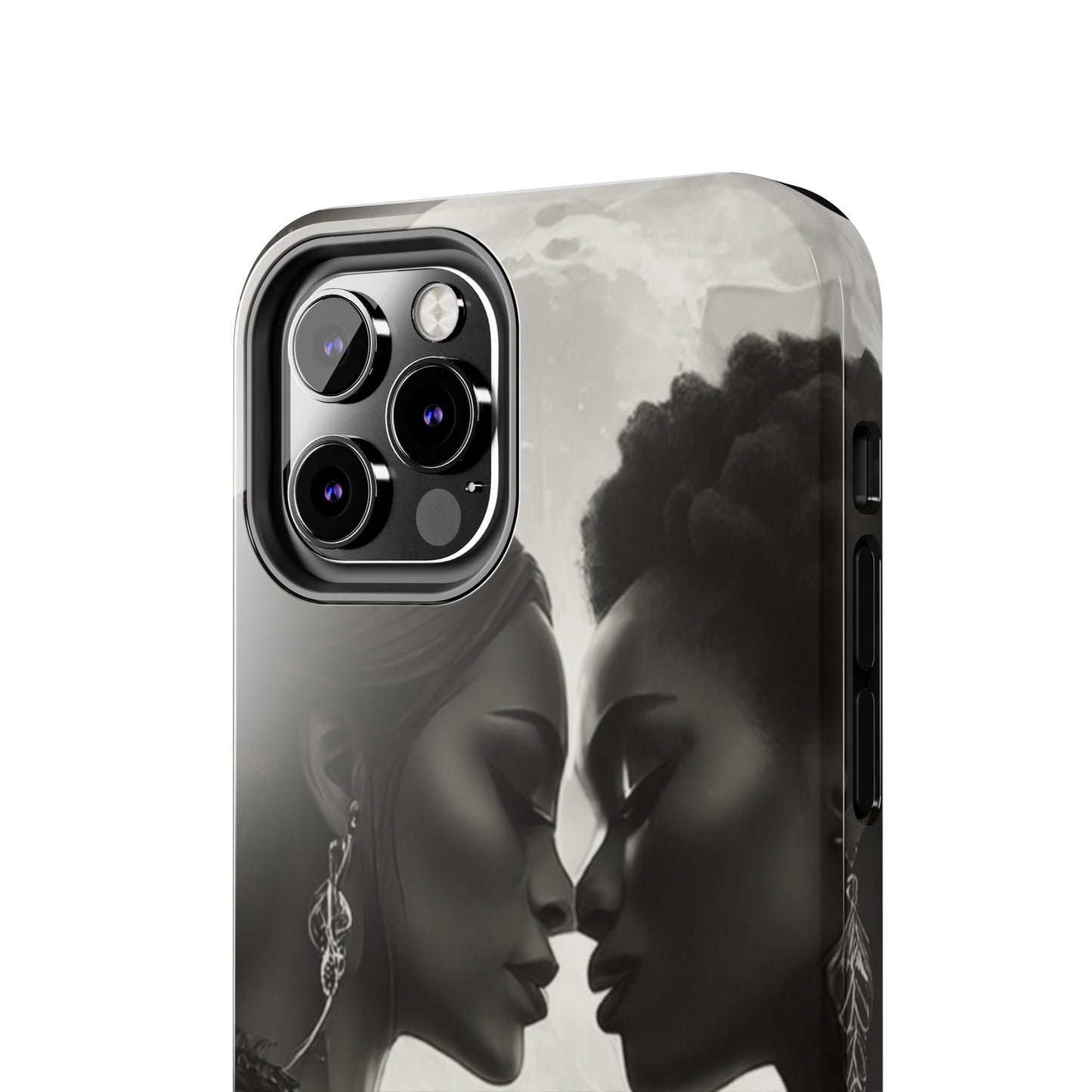 Elegant Black & White Phone Case with Dual Silhouette Design