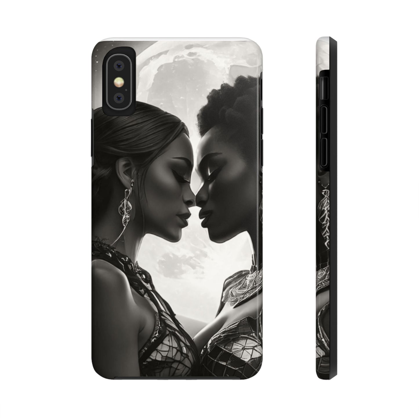 Elegant Black & White Phone Case with Dual Silhouette Design