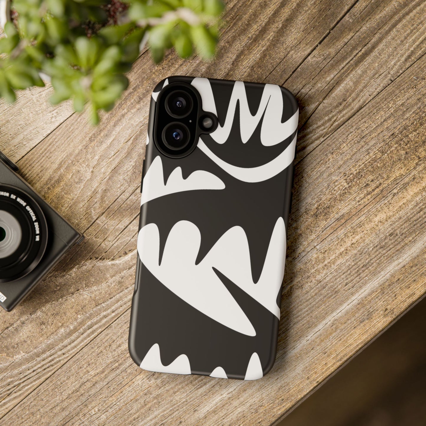 Tough Cases: Bold Black & White Monster Design Phone Case for Trendsetters