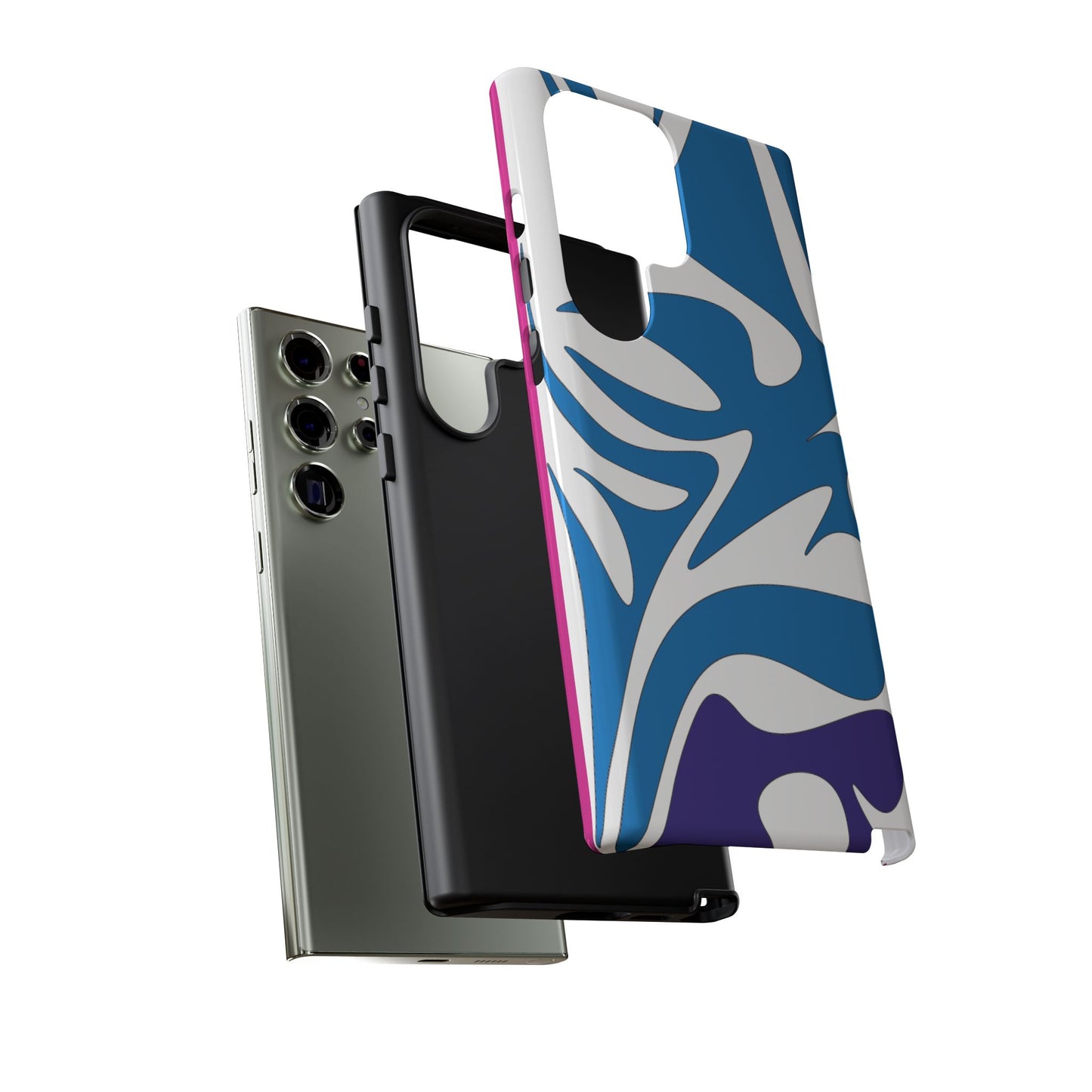 Stylish Tough Phone Case - Blue Abstract Design