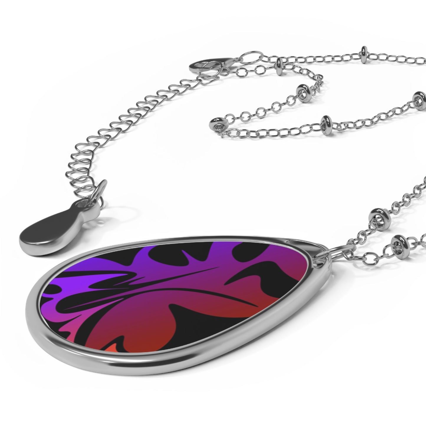 Bohemian Oval Necklace with Abstract Design - Unique Gift for Her