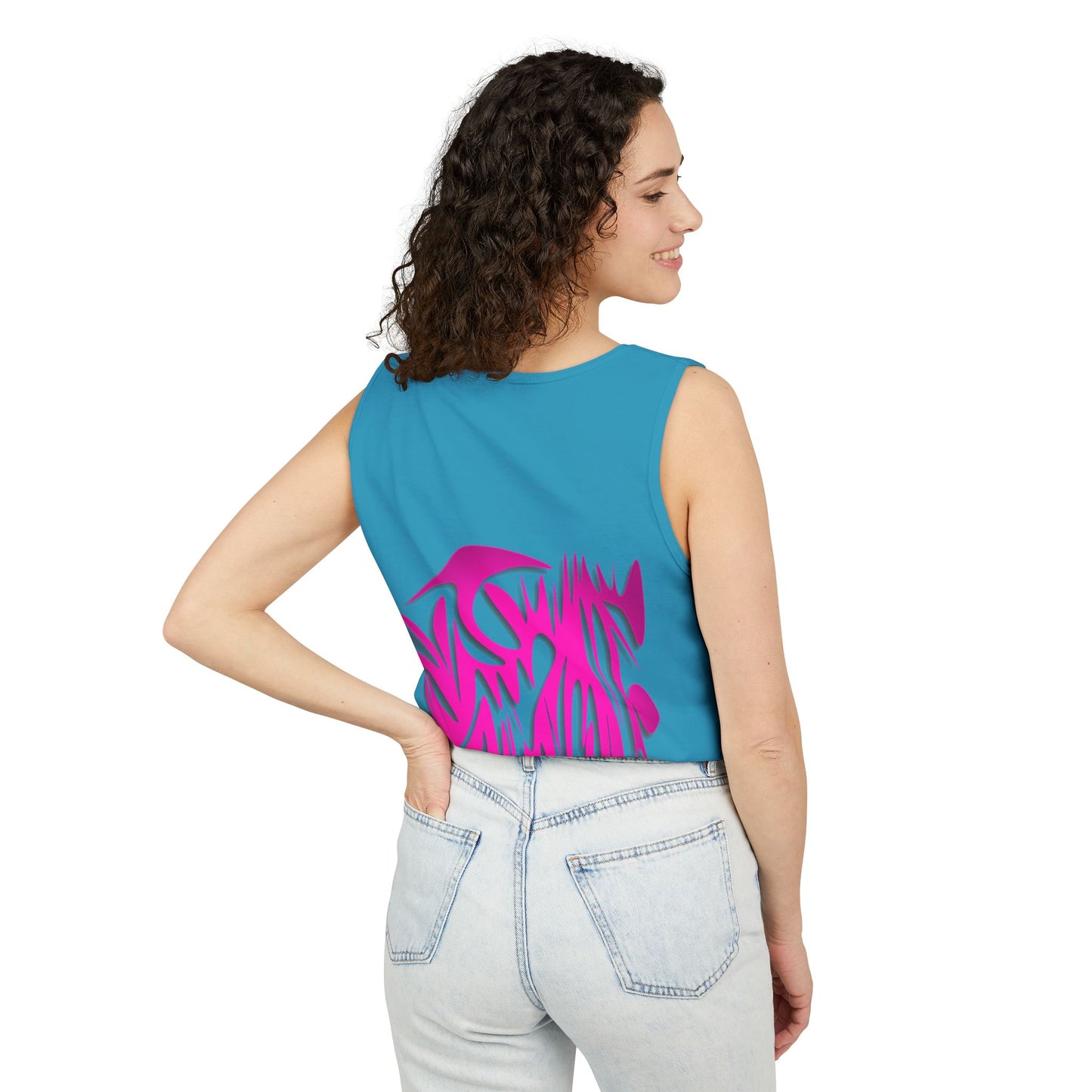 Vibrant Unisex Garment-Dyed Tank Top with Abstract Design