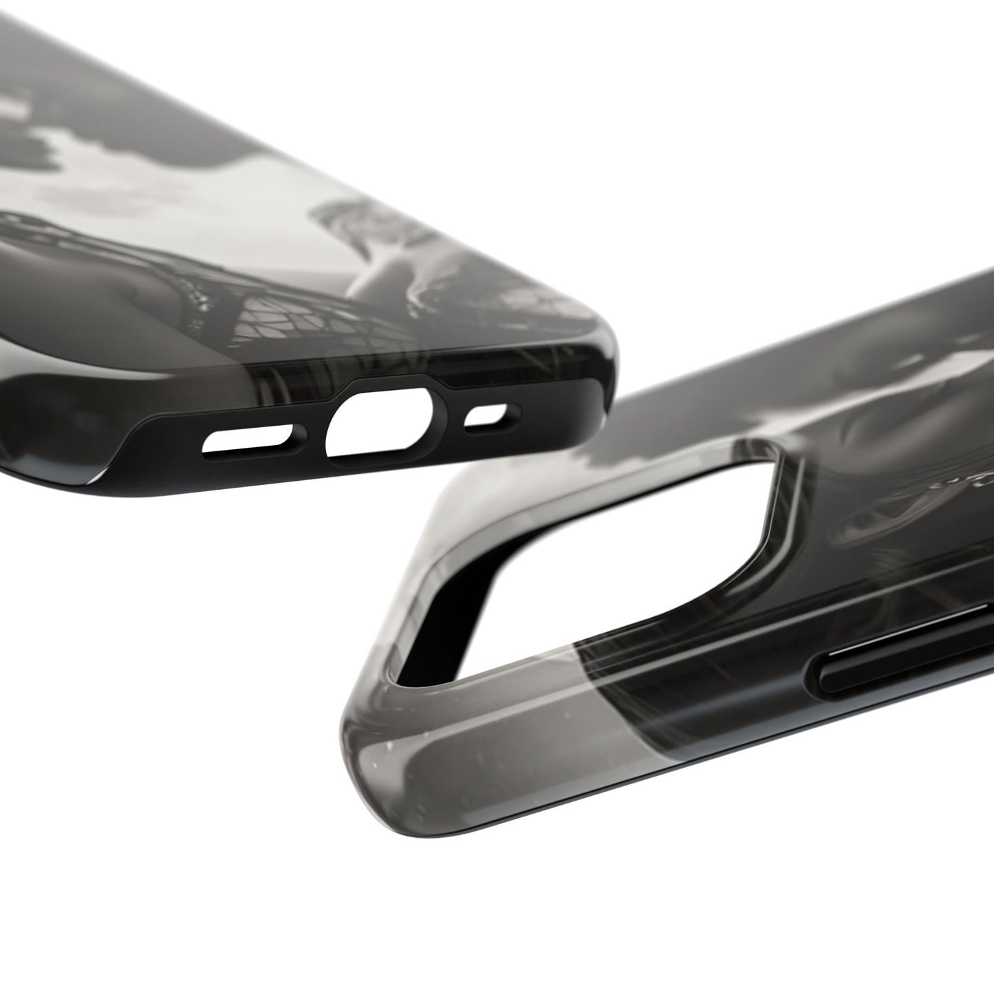 Elegant Black & White Phone Case with Dual Silhouette Design