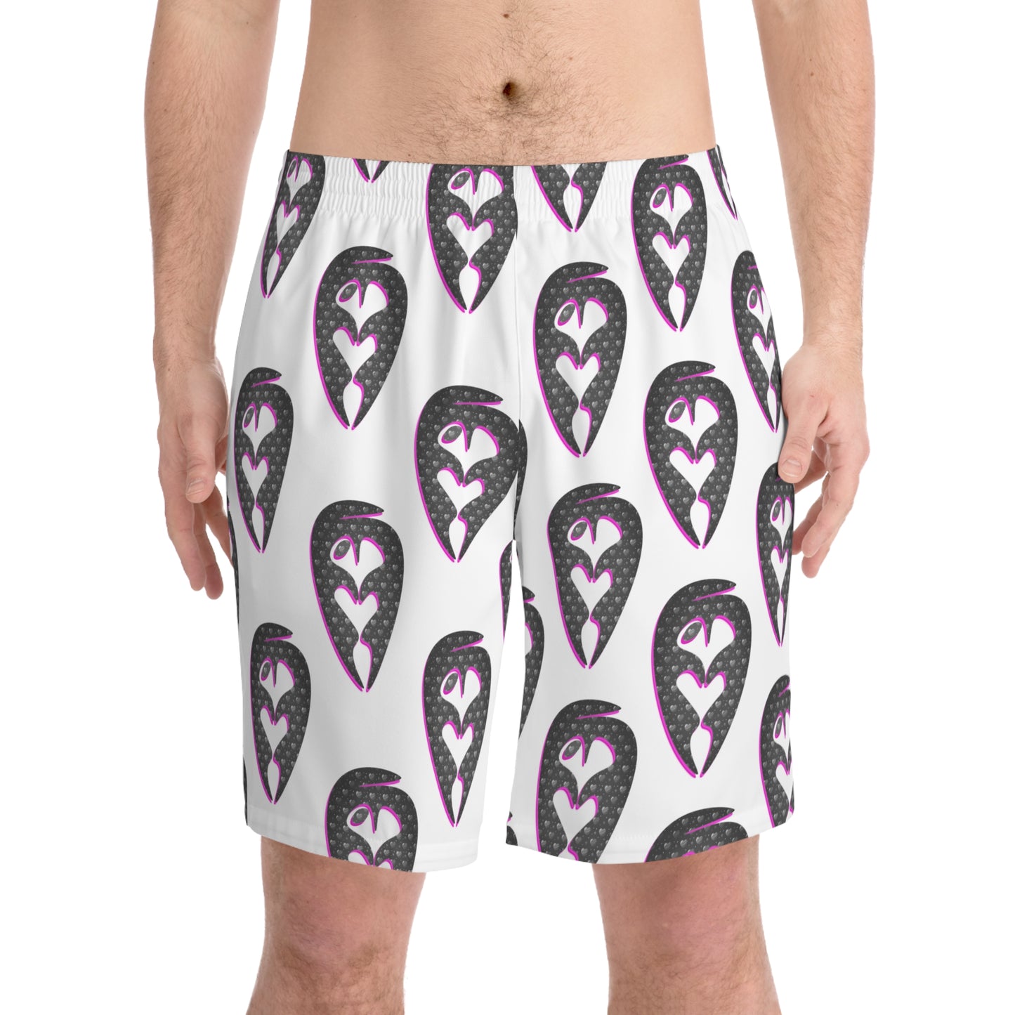 Men's Elastic Beach Shorts with Heart Design - Perfect for Summer Fun!