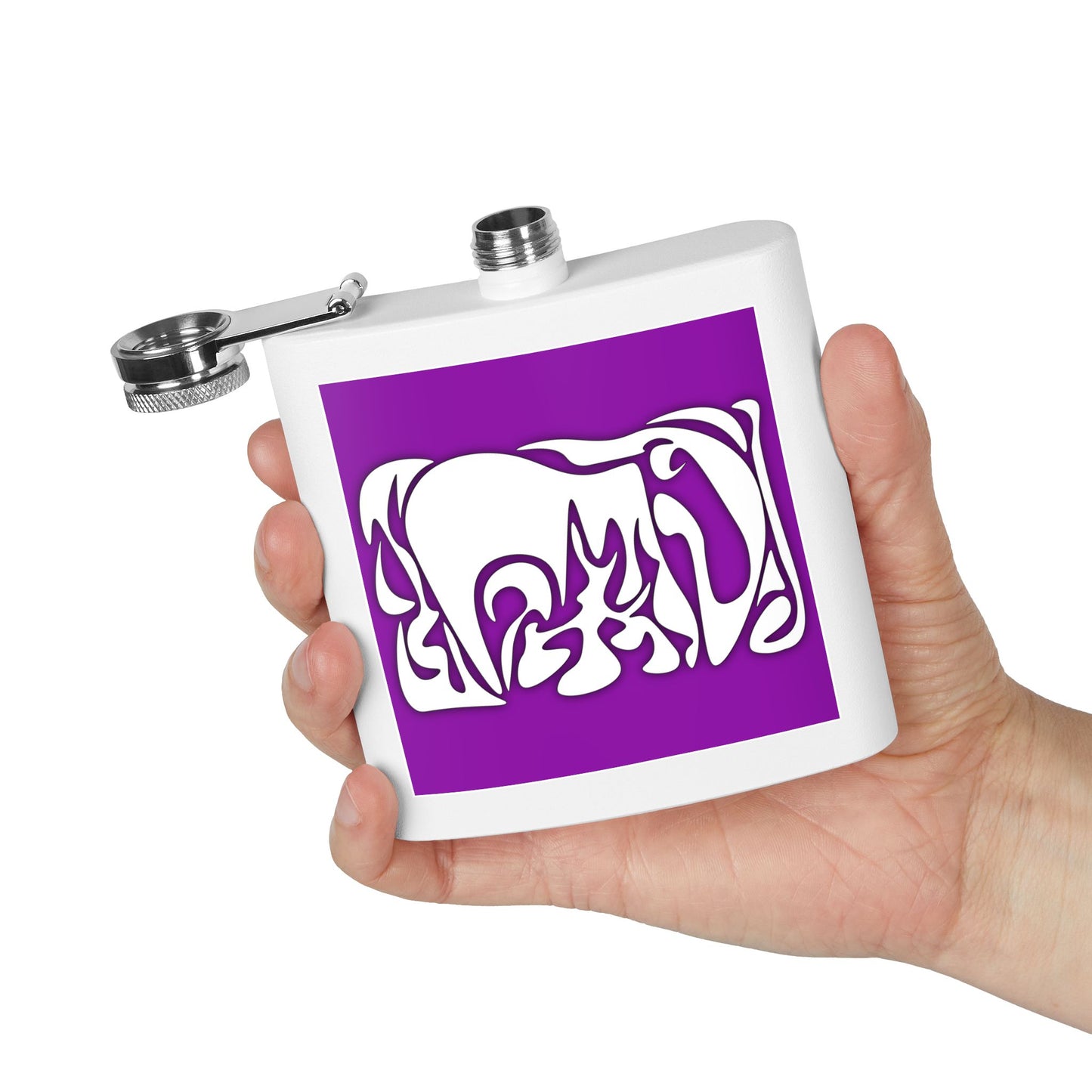 Artistic 6oz Stainless Steel Flask - Unique Purple Design