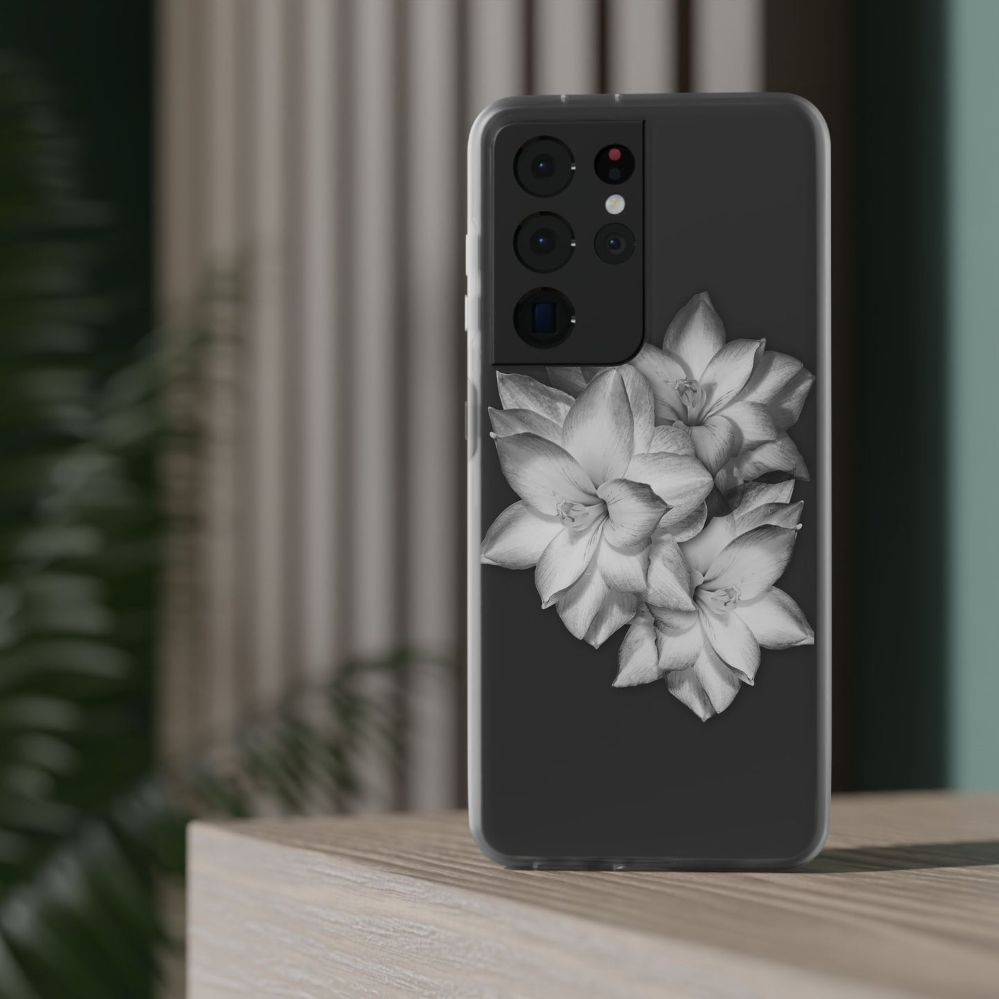 Elegant Floral Flexi Case - Stylish Black & White Design for Smartphones