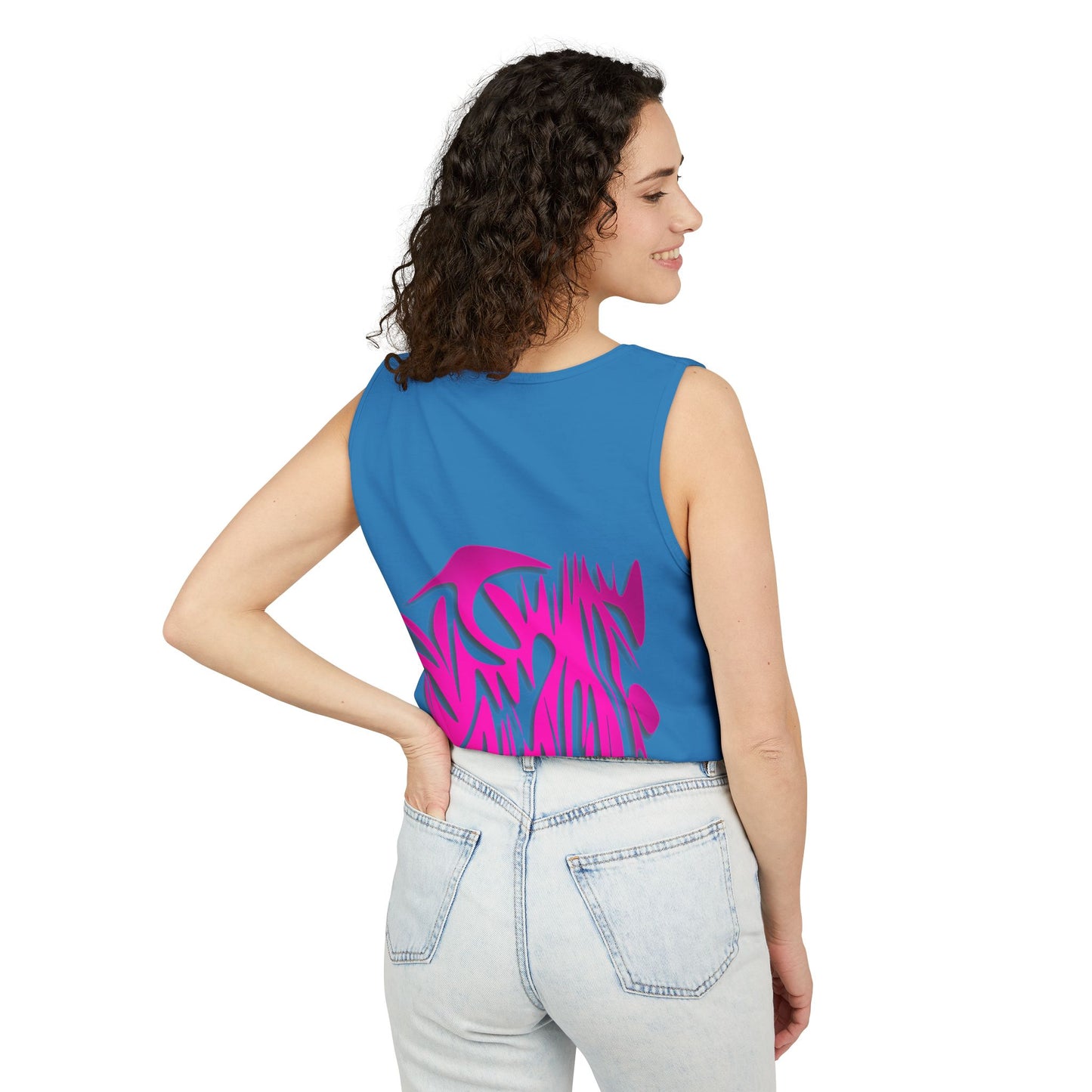 Vibrant Unisex Garment-Dyed Tank Top with Abstract Design