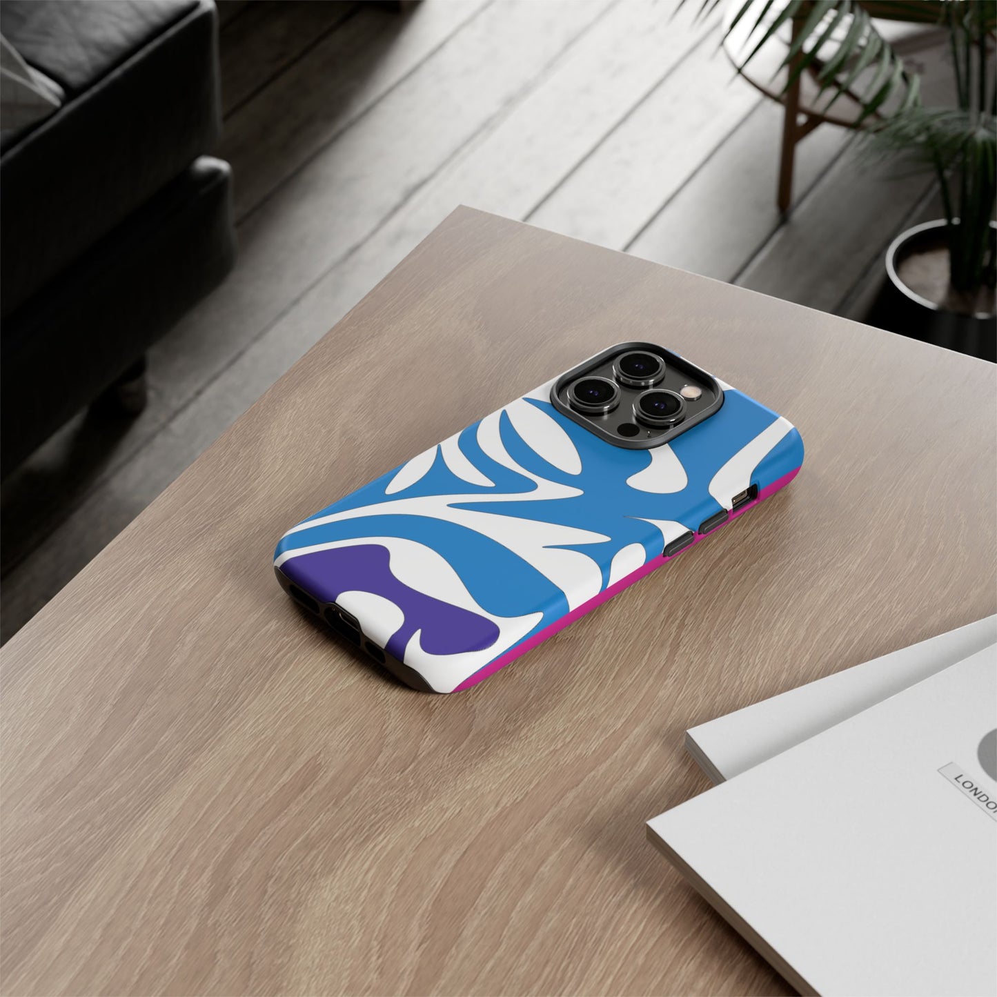 Stylish Tough Phone Case - Blue Abstract Design