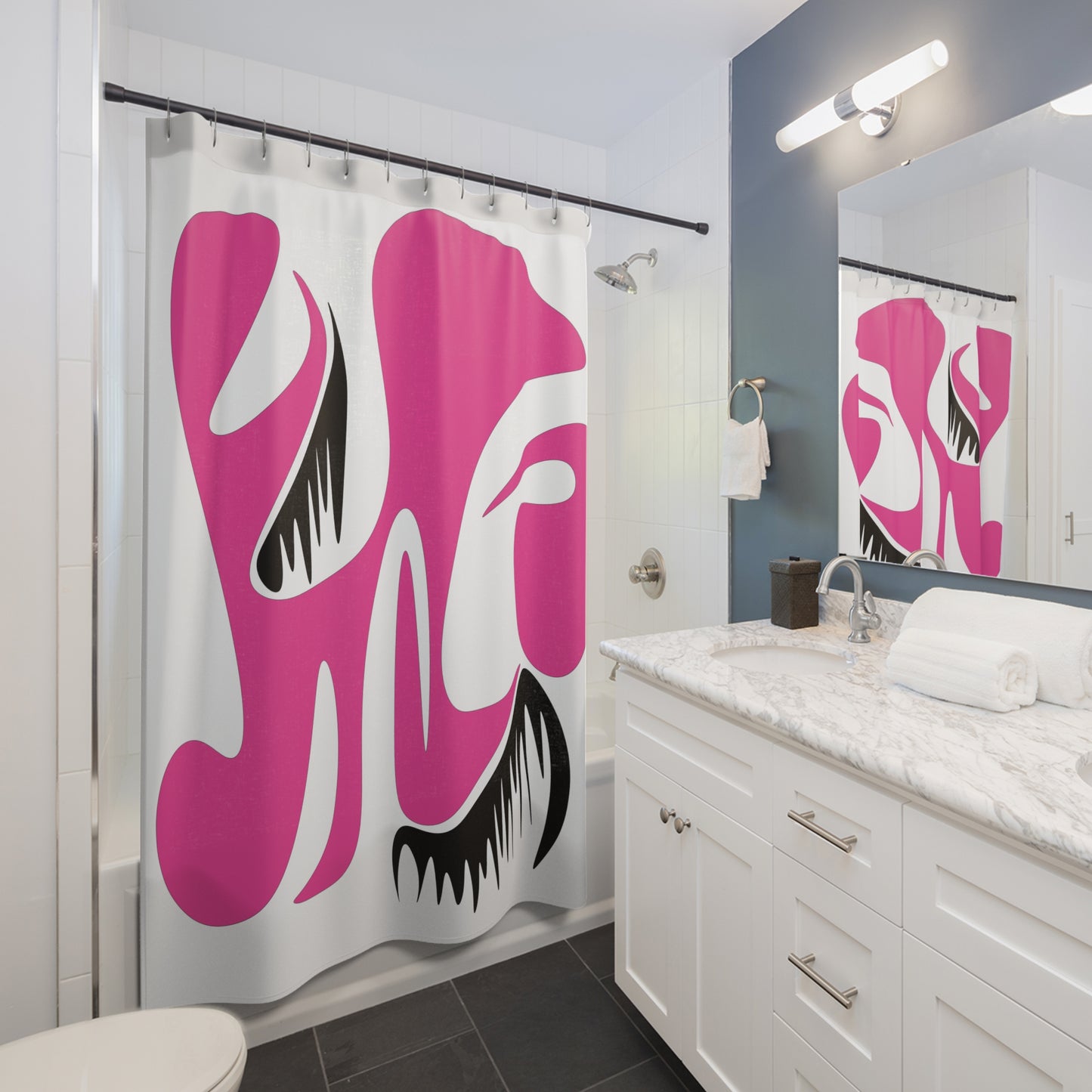 Modern Abstract Pink Shower Curtain - Stylish Bathroom Decor
