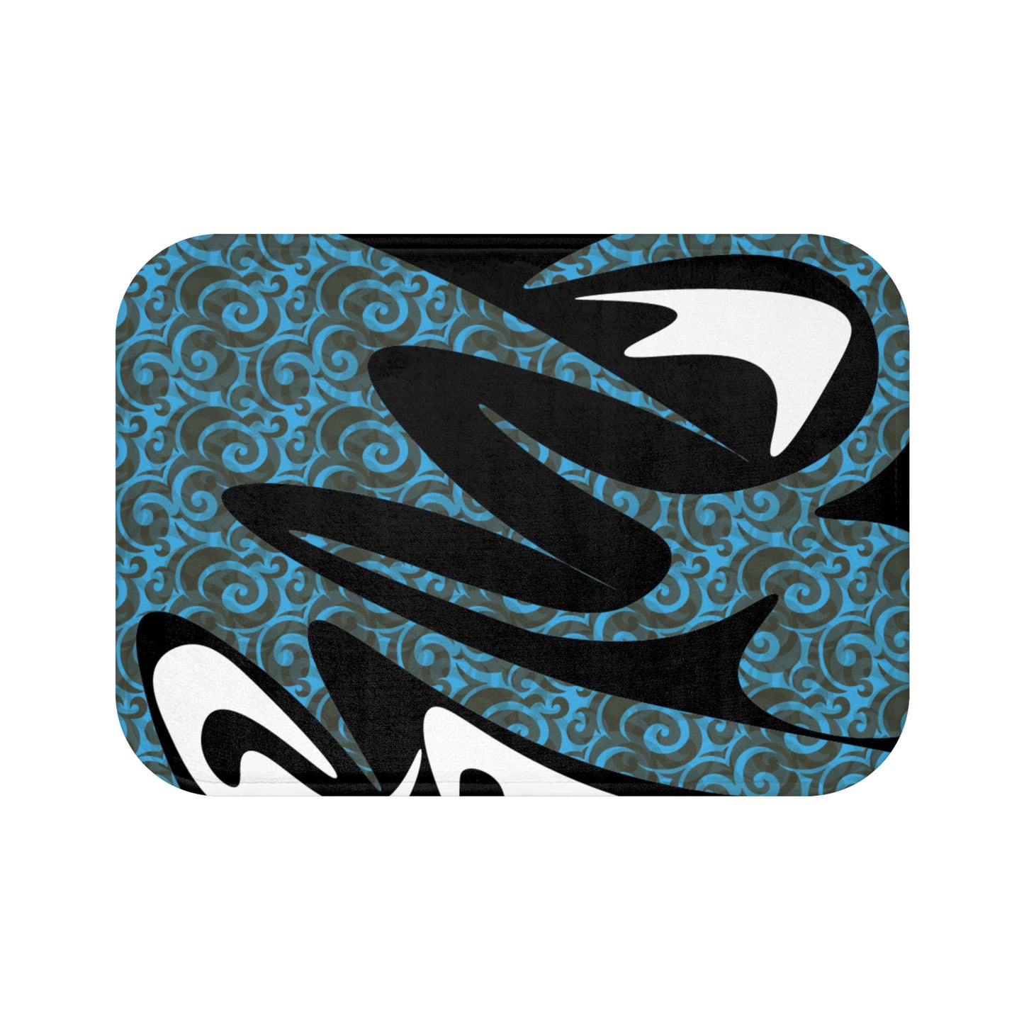 Modern Abstract Bath Mat - Decorative Bathroom Rug with Stylish Swirls