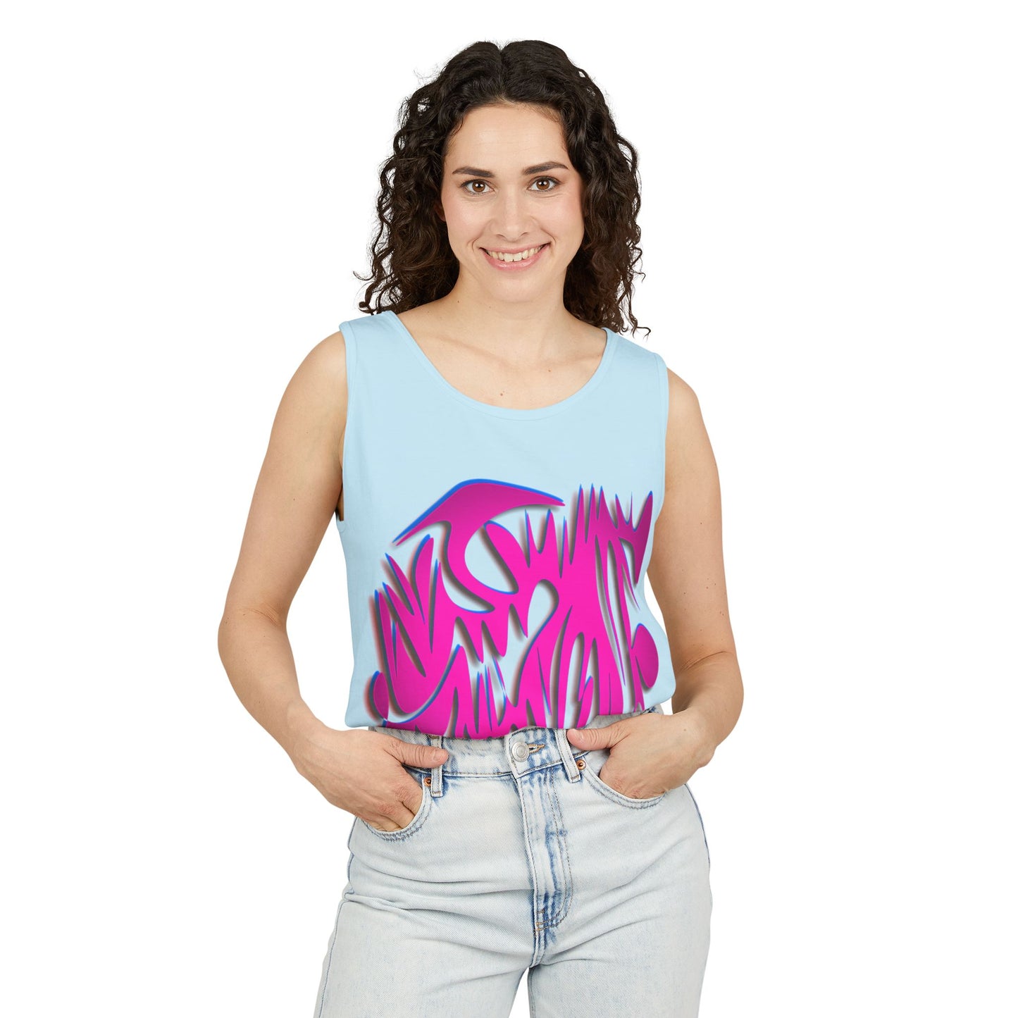 Vibrant Unisex Garment-Dyed Tank Top with Abstract Design