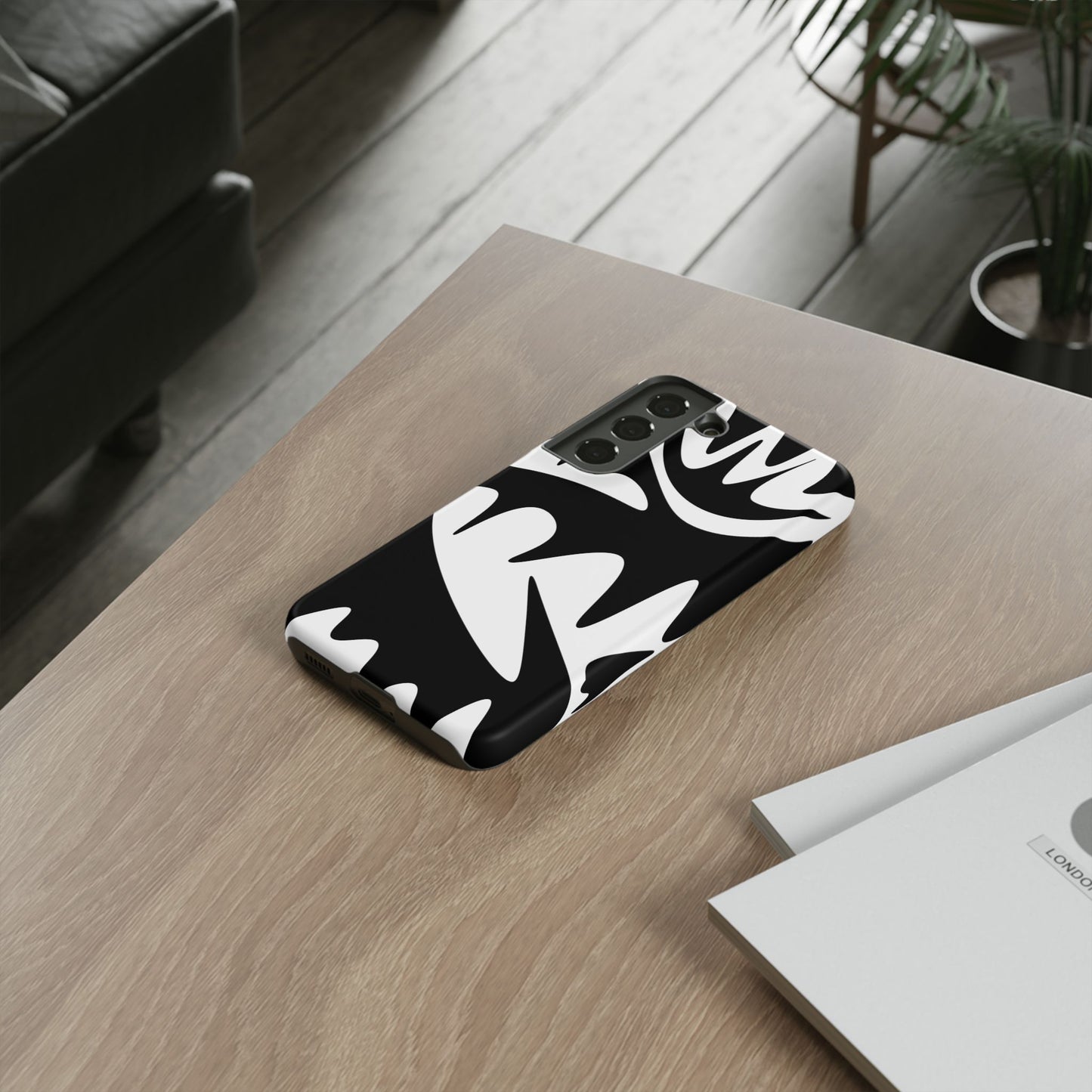 Tough Cases: Bold Black & White Monster Design Phone Case for Trendsetters