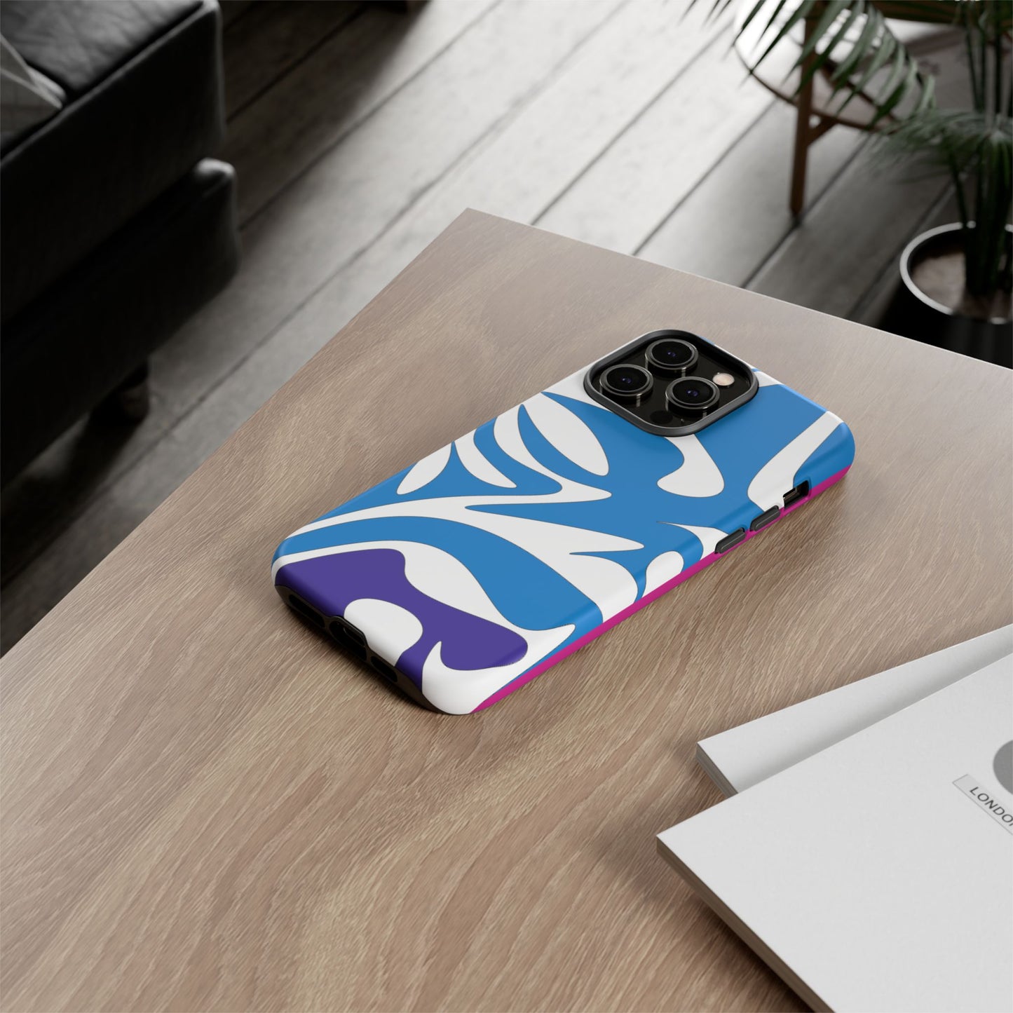 Stylish Tough Phone Case - Blue Abstract Design