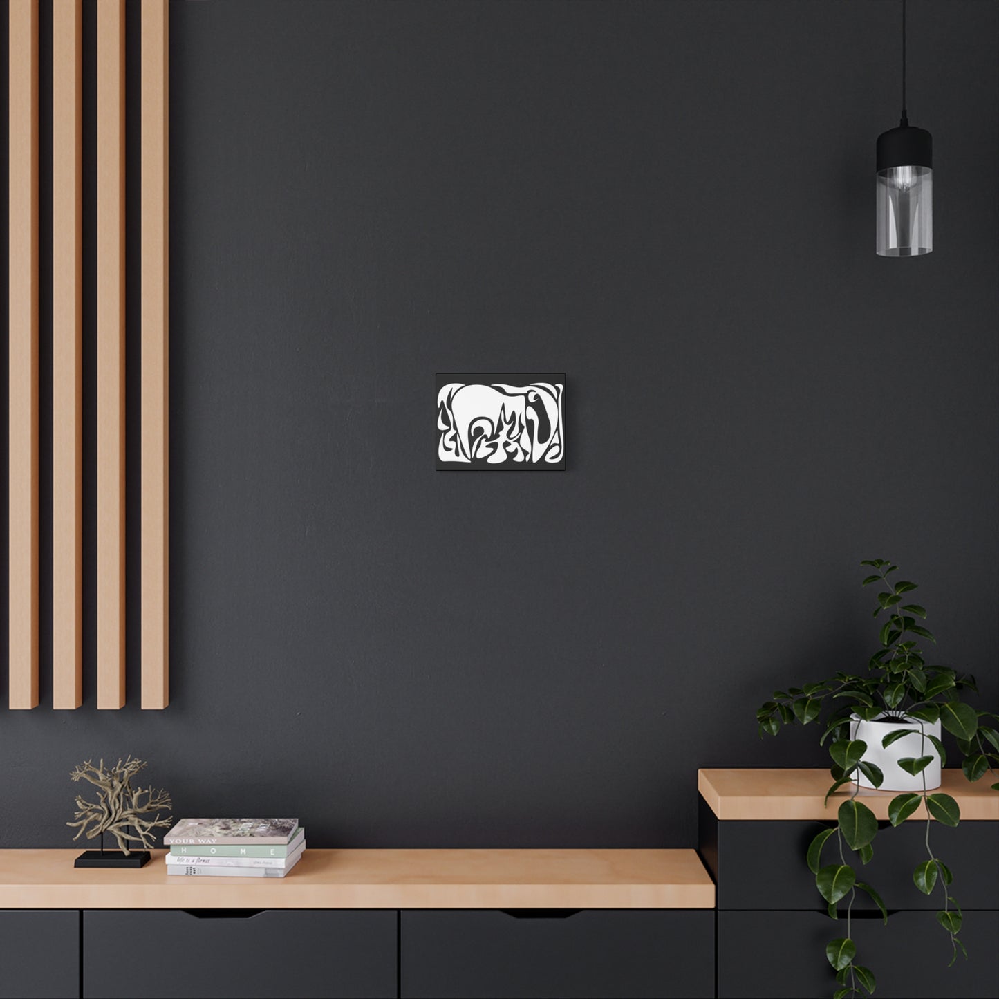 Modern Abstract Wall Art Canvas - Black and White Design | 25" Stretched Canvas Print