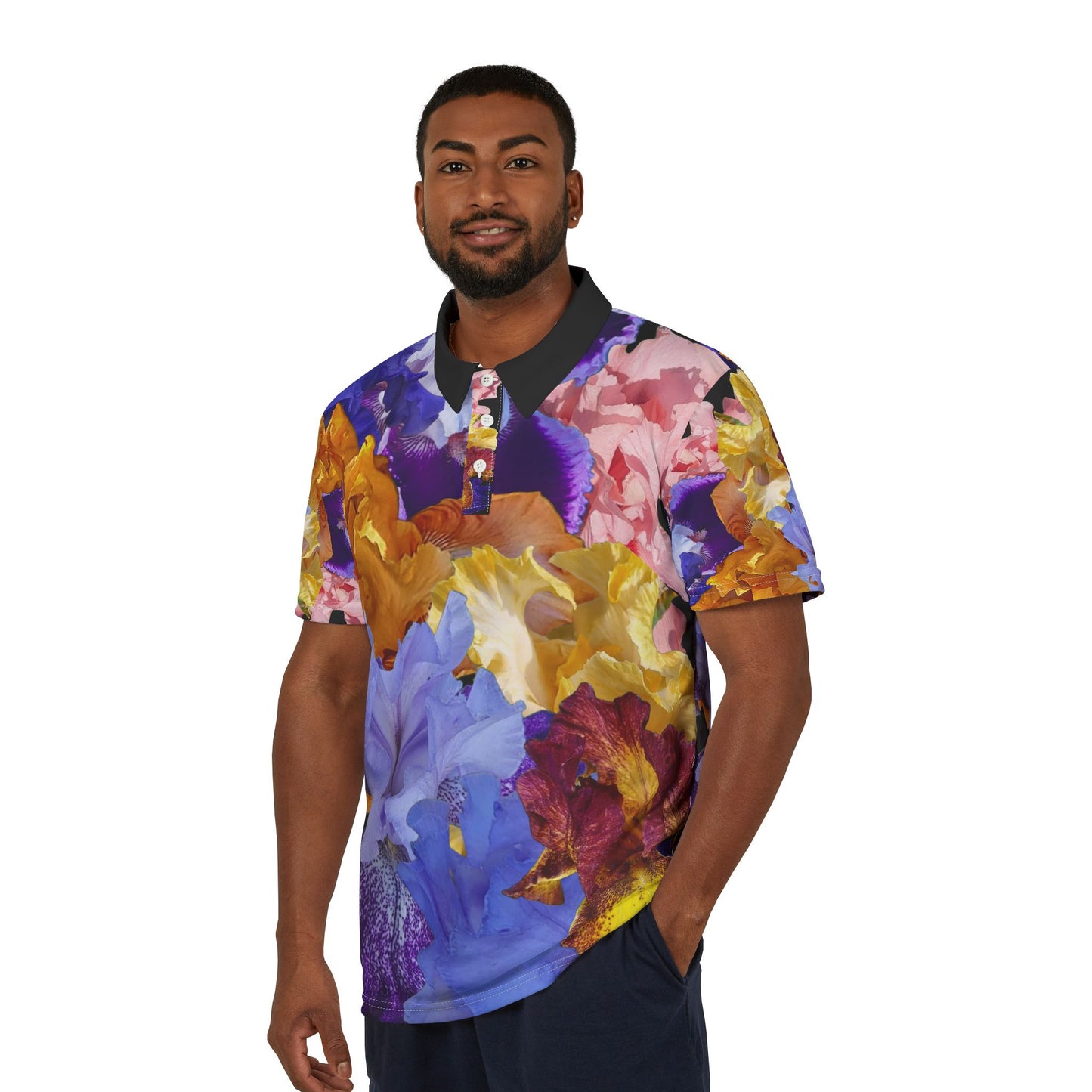 Vibrant Floral Unisex Polo Shirt - Colorful Flower Design for Casual Wear