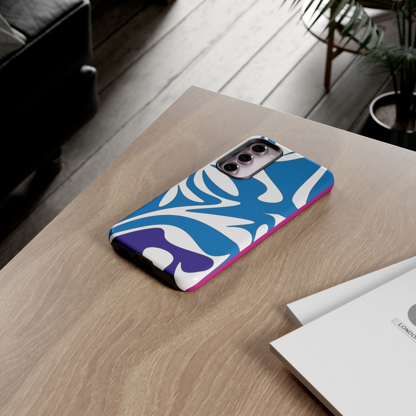Stylish Tough Phone Case - Blue Abstract Design