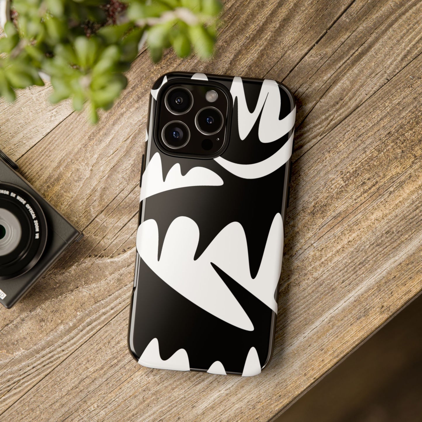 Tough Cases: Bold Black & White Monster Design Phone Case for Trendsetters
