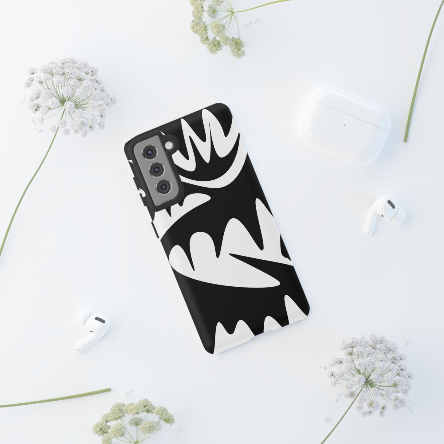 Tough Cases: Bold Black & White Monster Design Phone Case for Trendsetters