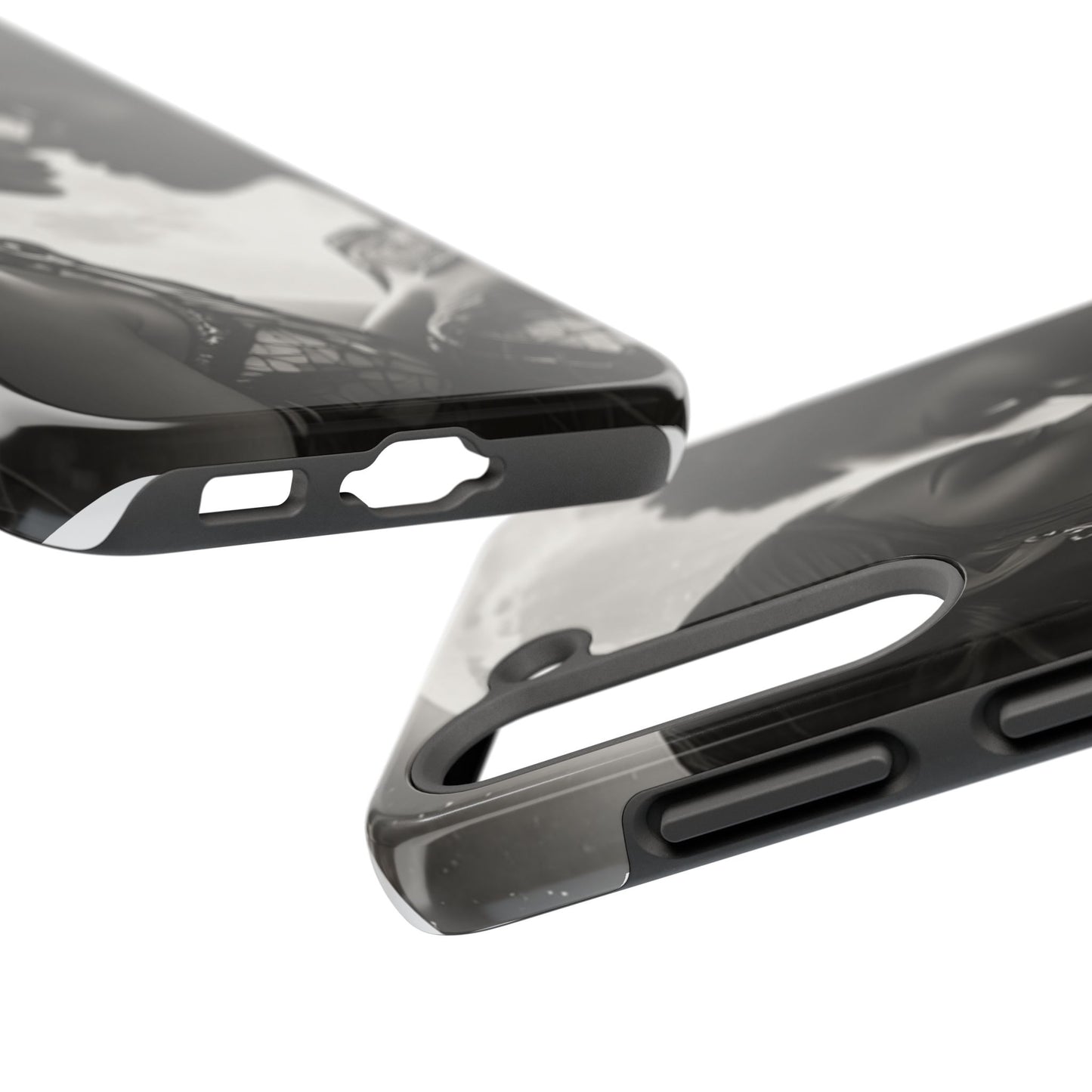 Elegant Black & White Phone Case with Dual Silhouette Design