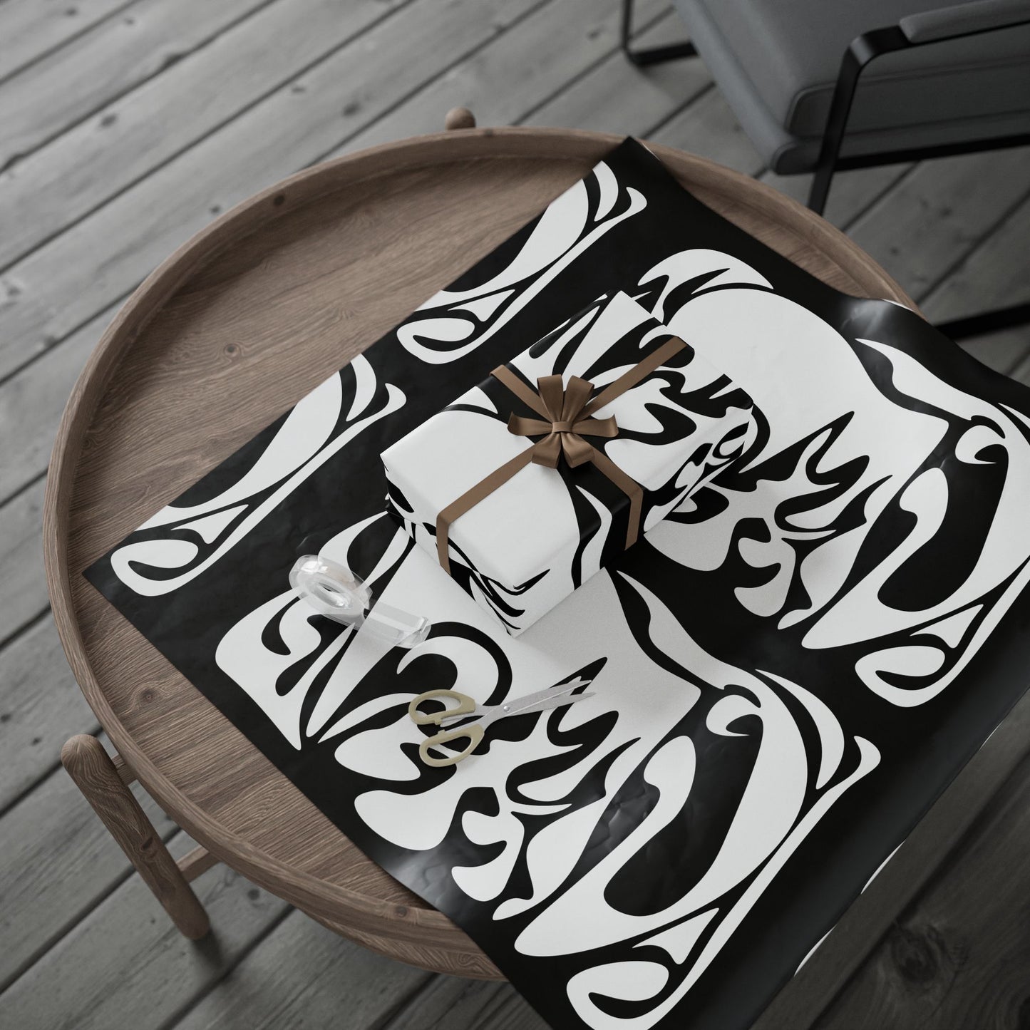 Modern Abstract Wrapping Paper Roll - Unique Black & White Design for Gifts and Celebrations