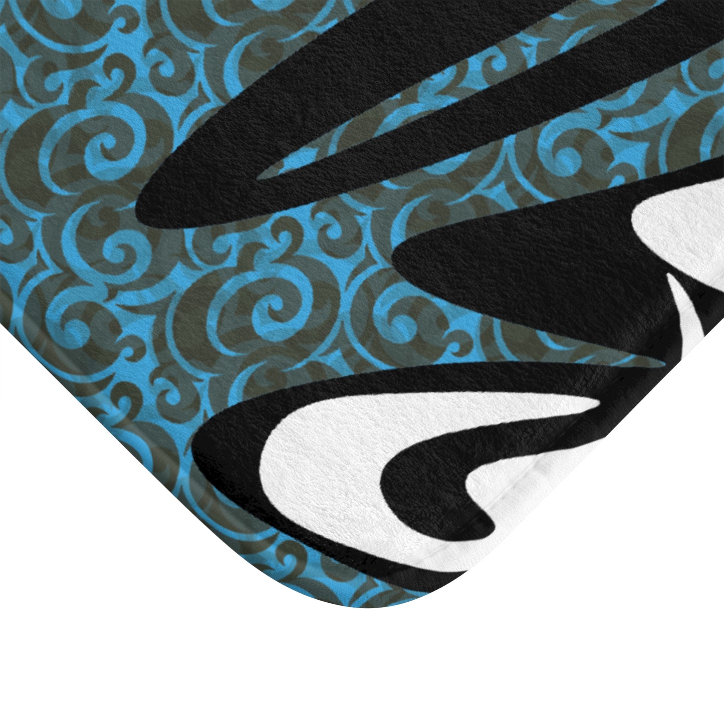 Modern Abstract Bath Mat - Decorative Bathroom Rug with Stylish Swirls