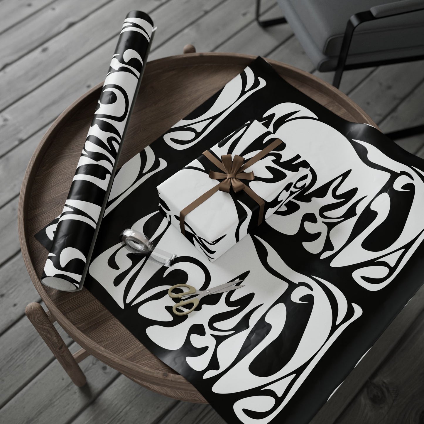 Modern Abstract Wrapping Paper Roll - Unique Black & White Design for Gifts and Celebrations