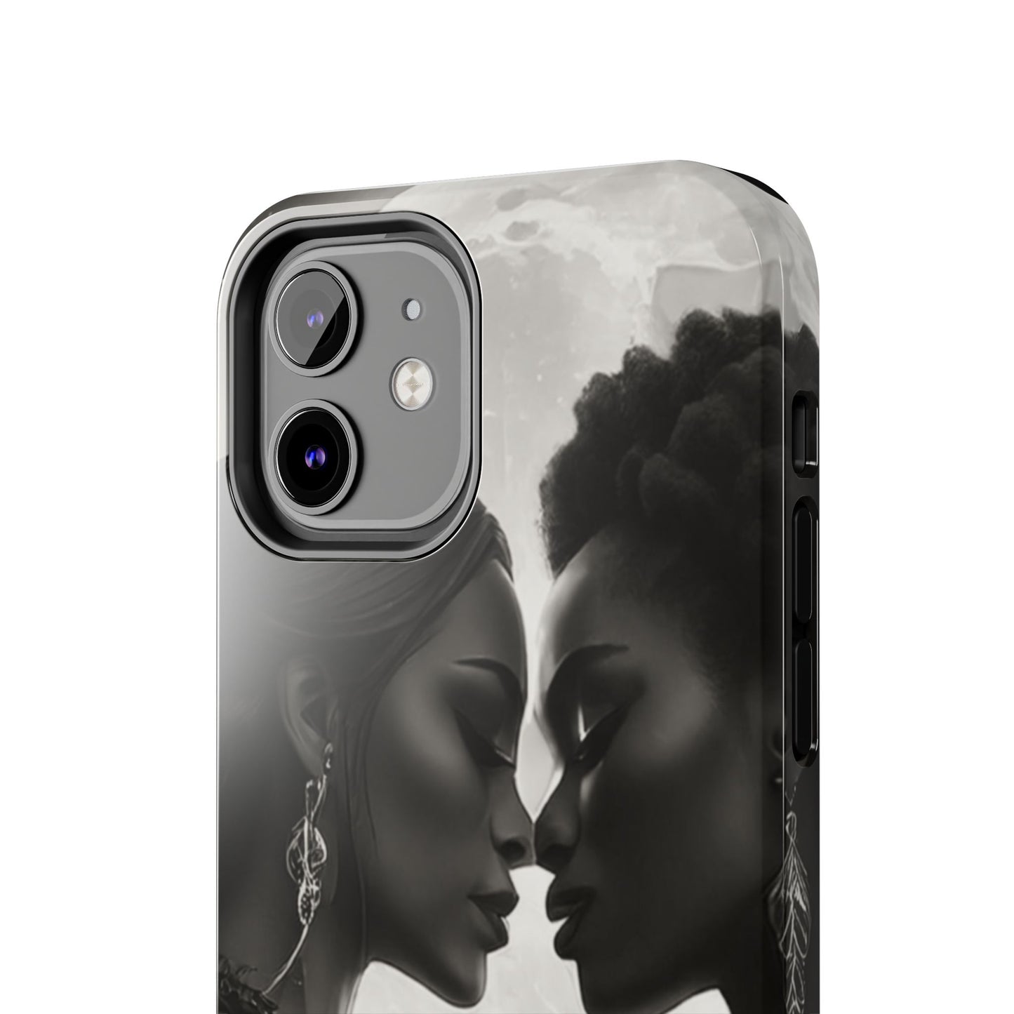 Elegant Black & White Phone Case with Dual Silhouette Design