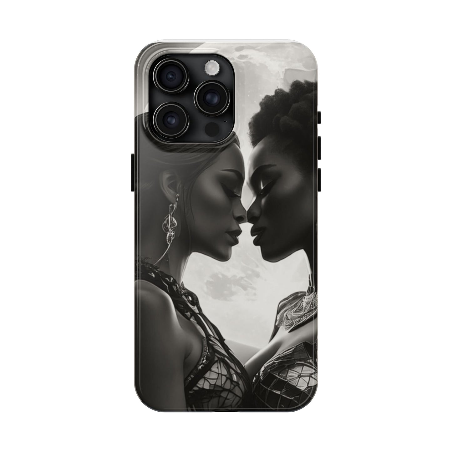 Elegant Black & White Phone Case with Dual Silhouette Design