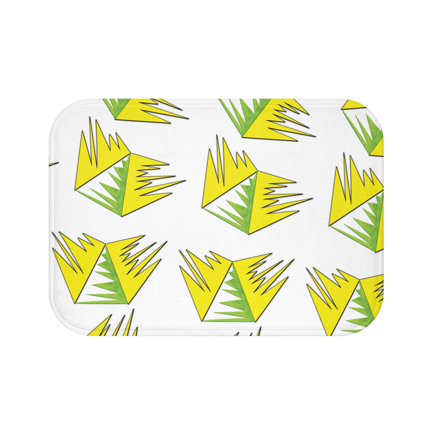Vibrant Green and Yellow Geometric Bath Mat - Stylish Home Decor for Modern Bathrooms