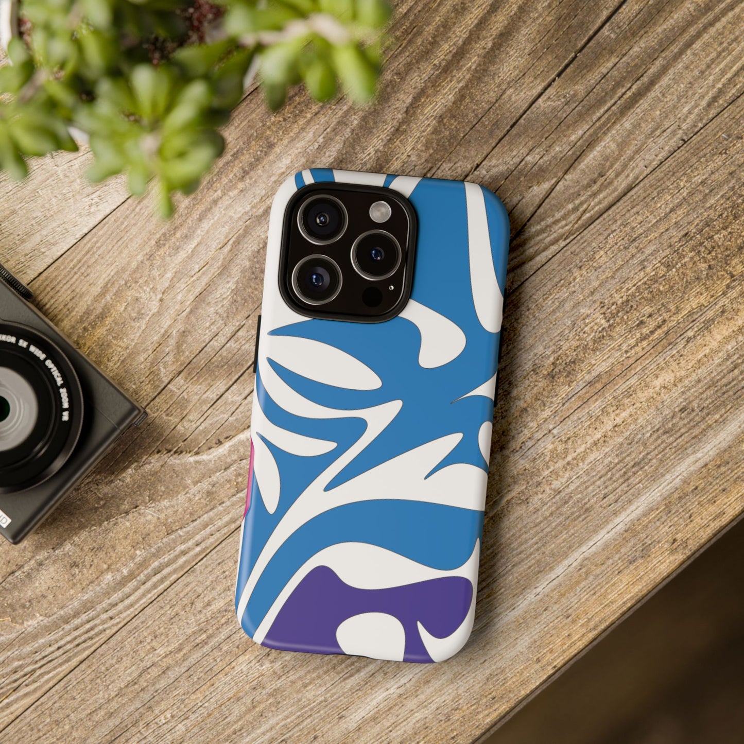 Stylish Tough Phone Case - Blue Abstract Design