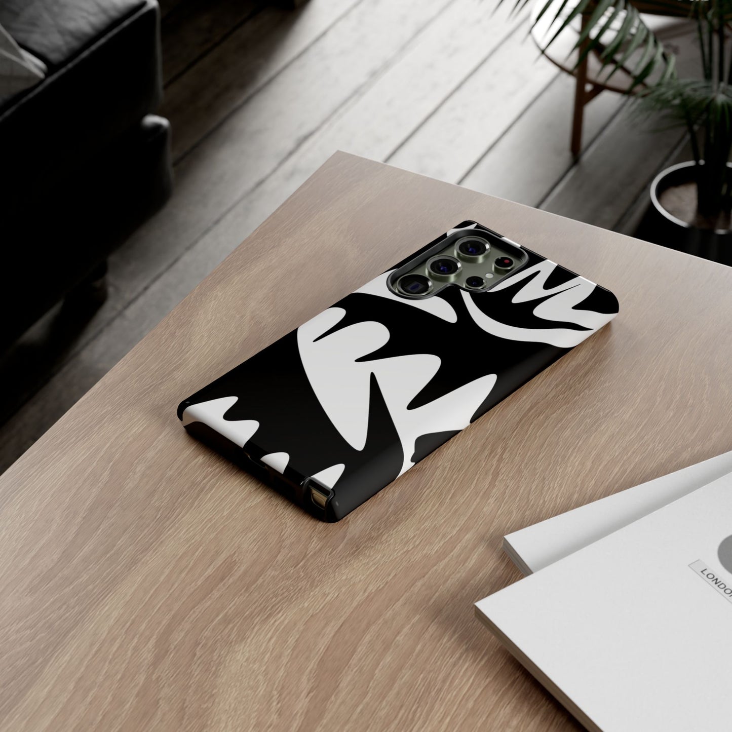 Tough Cases: Bold Black & White Monster Design Phone Case for Trendsetters