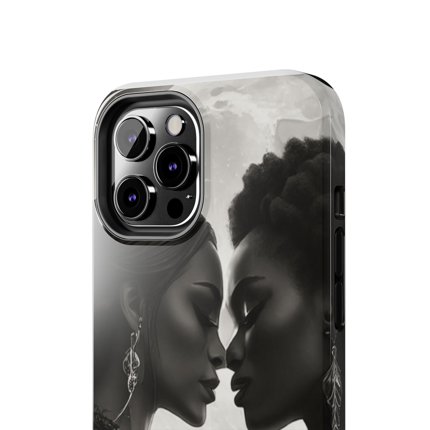 Elegant Black & White Phone Case with Dual Silhouette Design