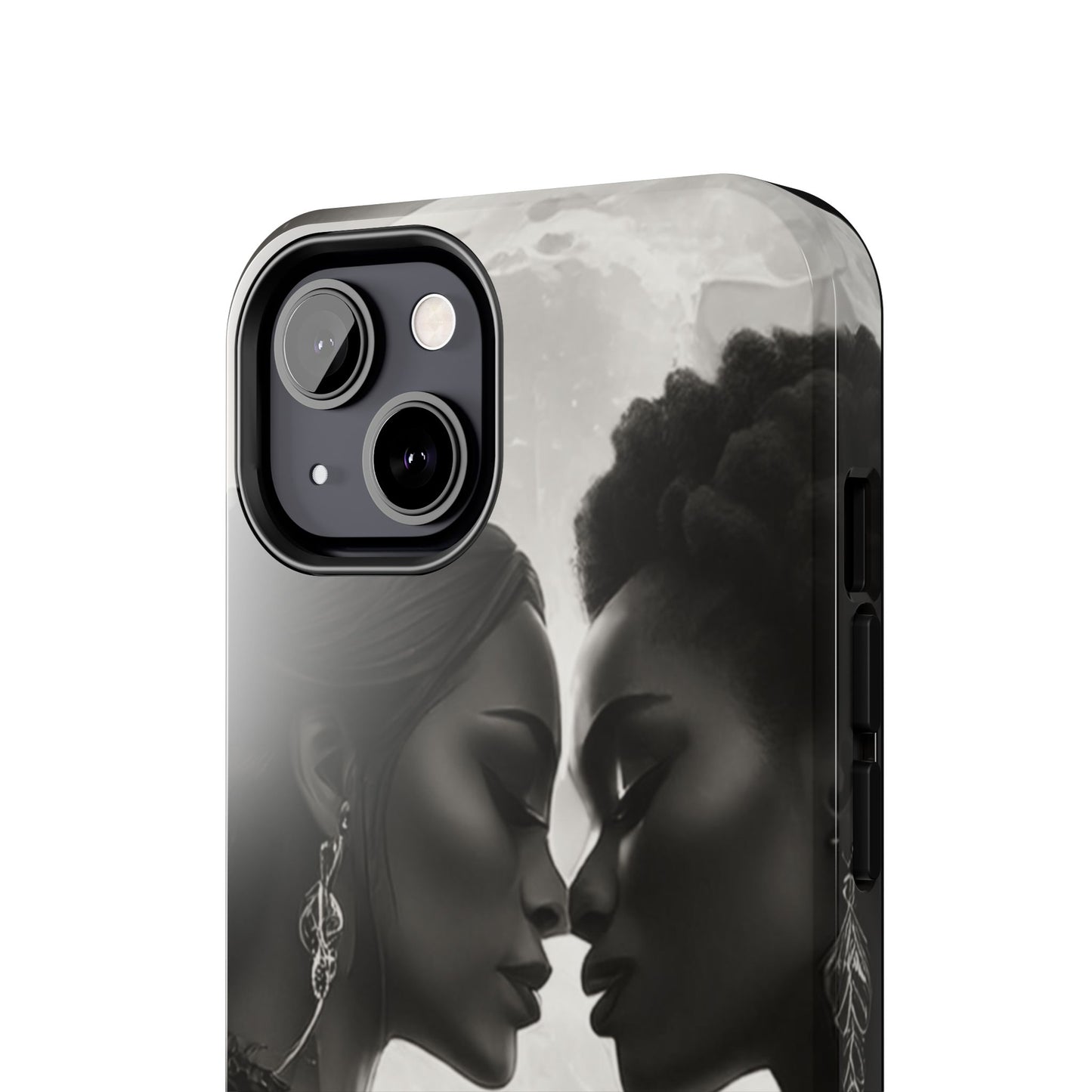 Elegant Black & White Phone Case with Dual Silhouette Design