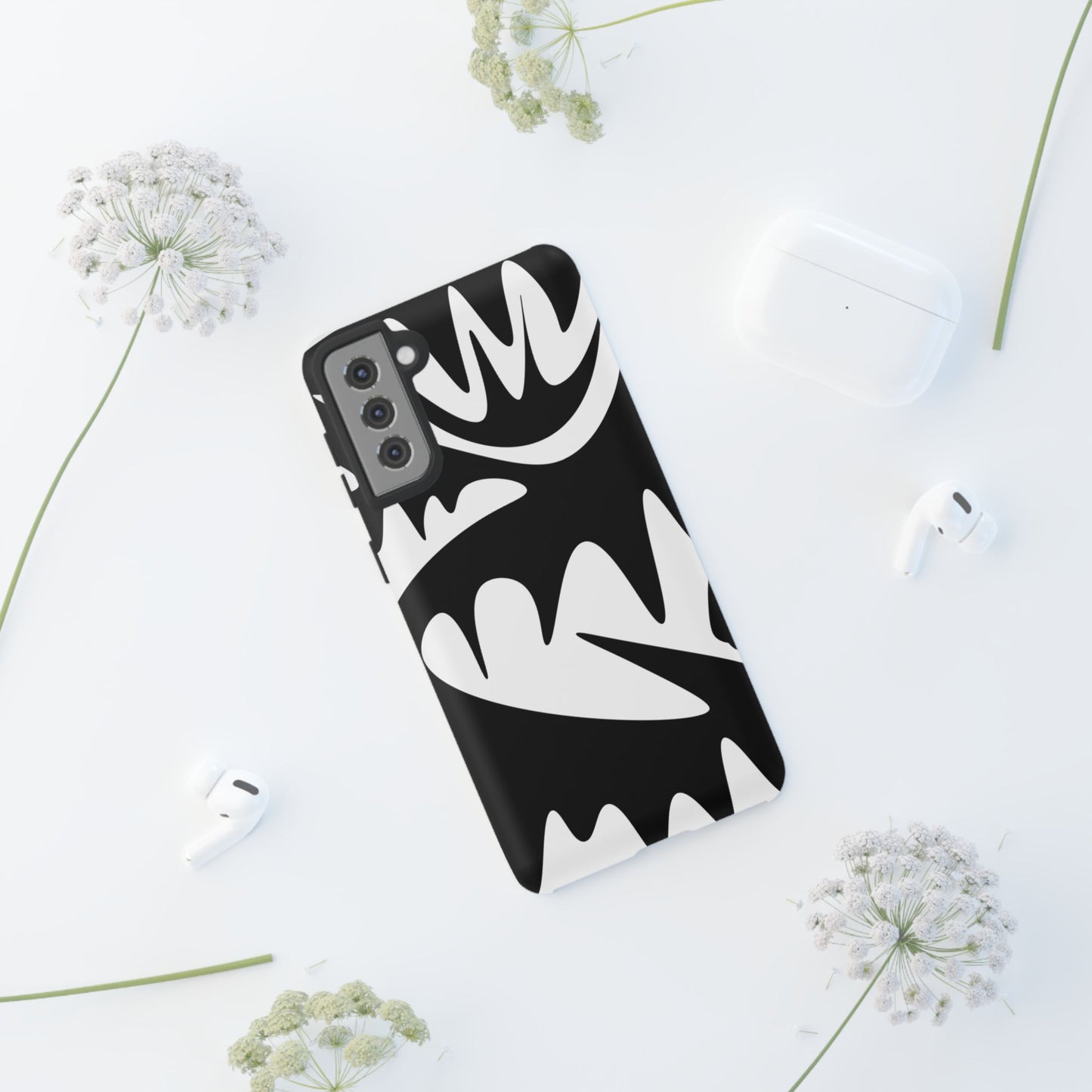 Tough Cases: Bold Black & White Monster Design Phone Case for Trendsetters