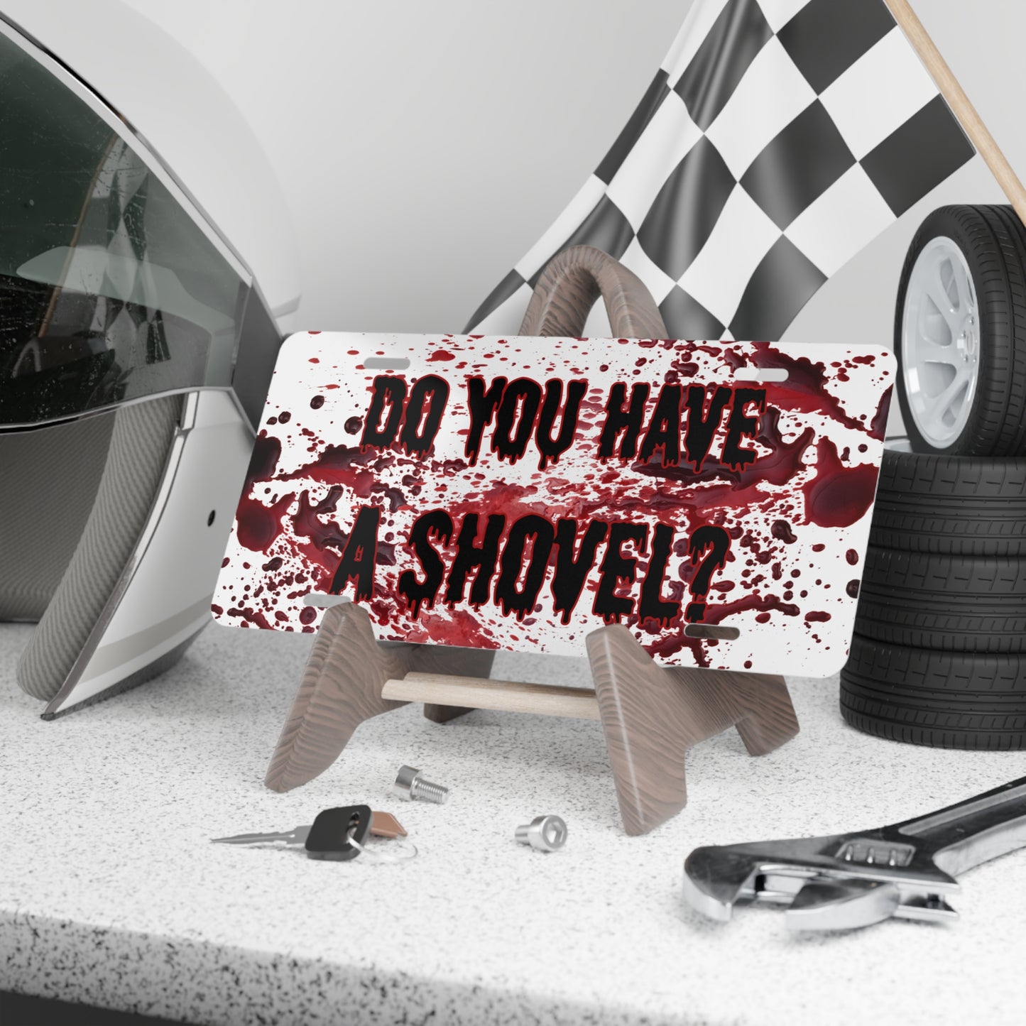 Horror Vanity Plate - "Do You Have a Shovel?" - Custom Car Decor, Unique Gift, Halloween Decoration, Quirky License Plate