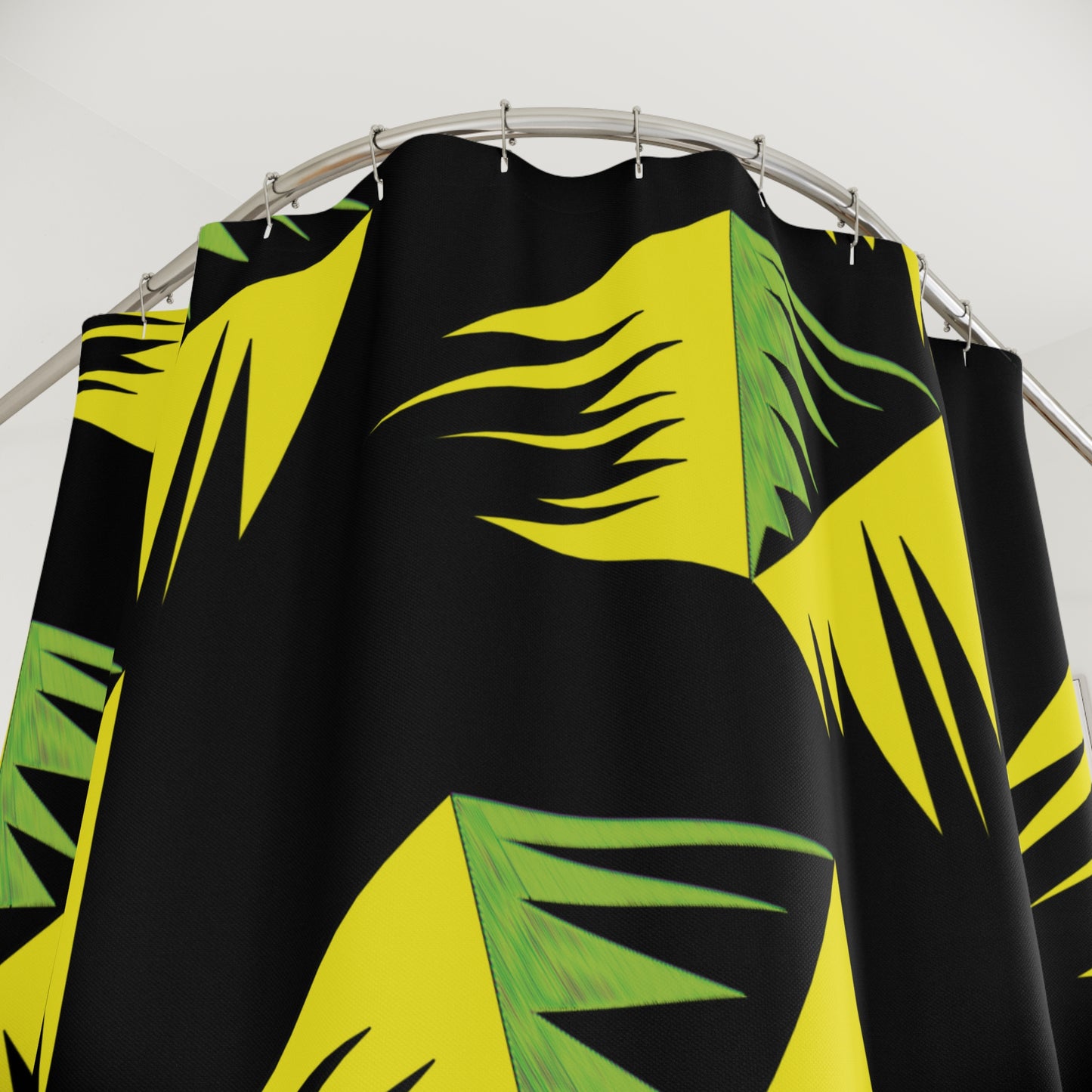 Tropical Vibe Shower Curtain with Bold Green and Yellow Design
