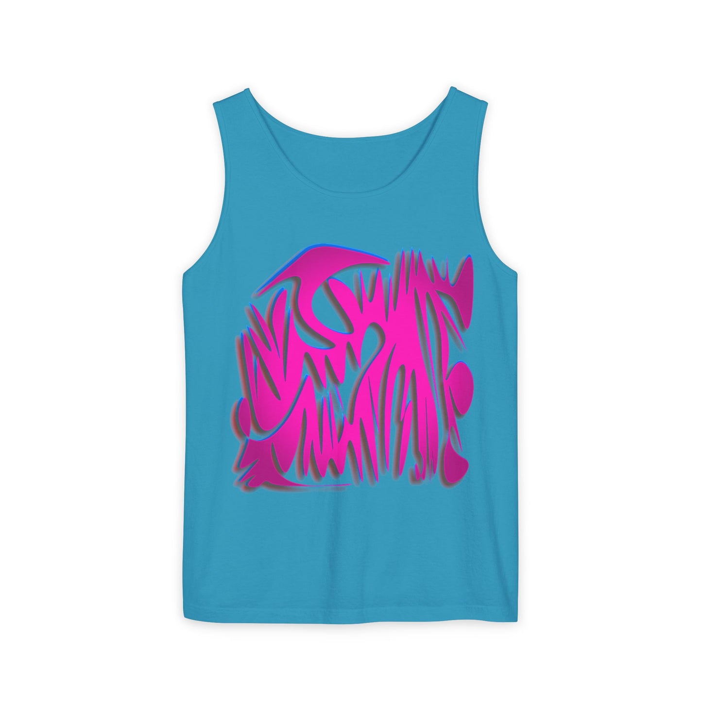 Vibrant Unisex Garment-Dyed Tank Top with Abstract Design