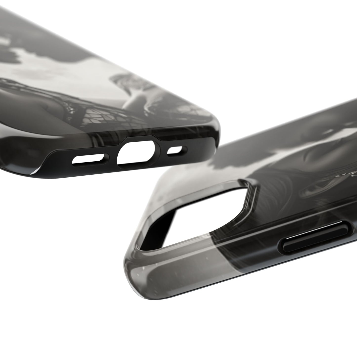 Elegant Black & White Phone Case with Dual Silhouette Design