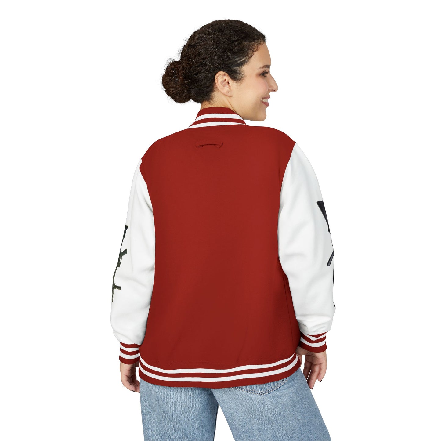 Unisex Heavyweight Letterman Jacket with Visionary Graphic, Casual Fashion, Trendy Outerwear, Unique Gift, Streetwear Style