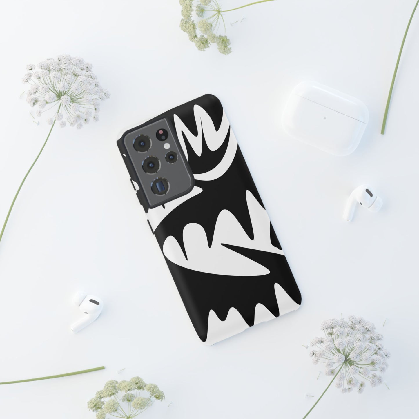 Tough Cases: Bold Black & White Monster Design Phone Case for Trendsetters