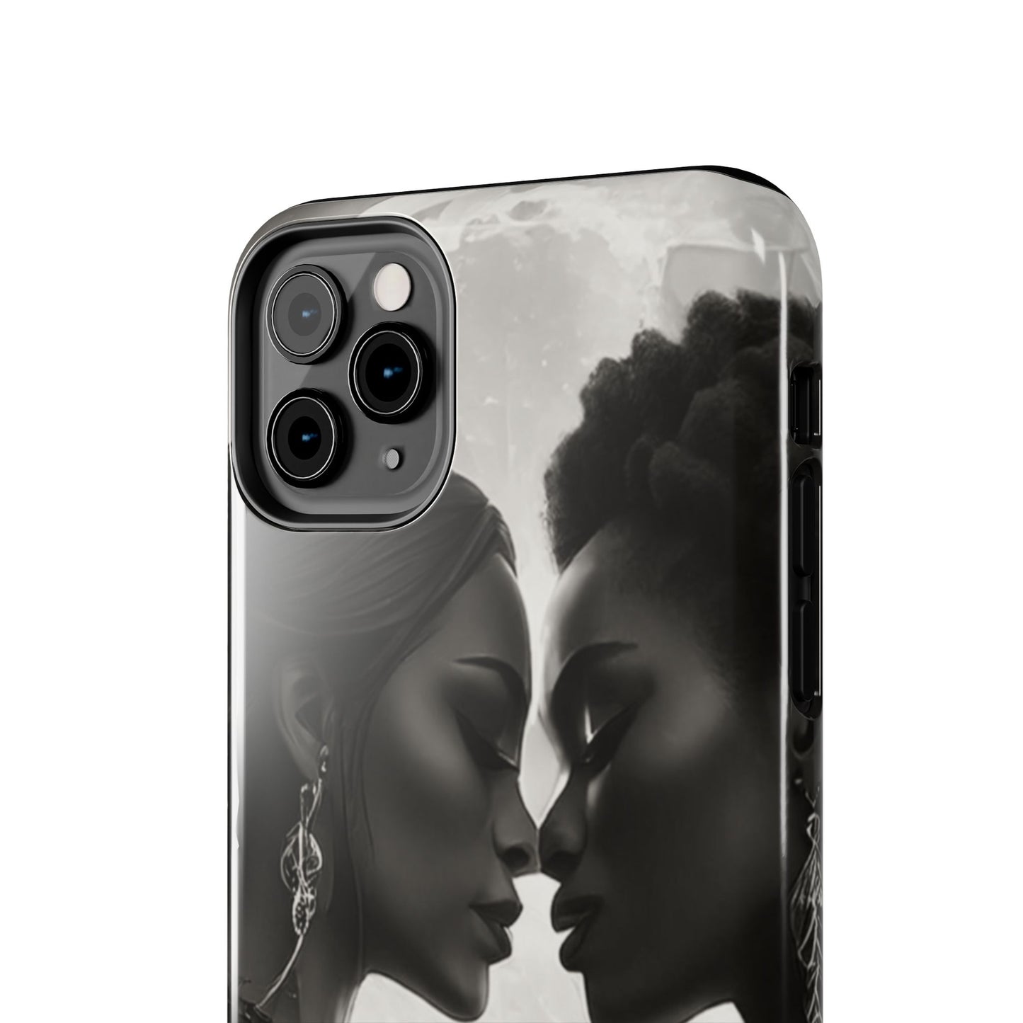 Elegant Black & White Phone Case with Dual Silhouette Design