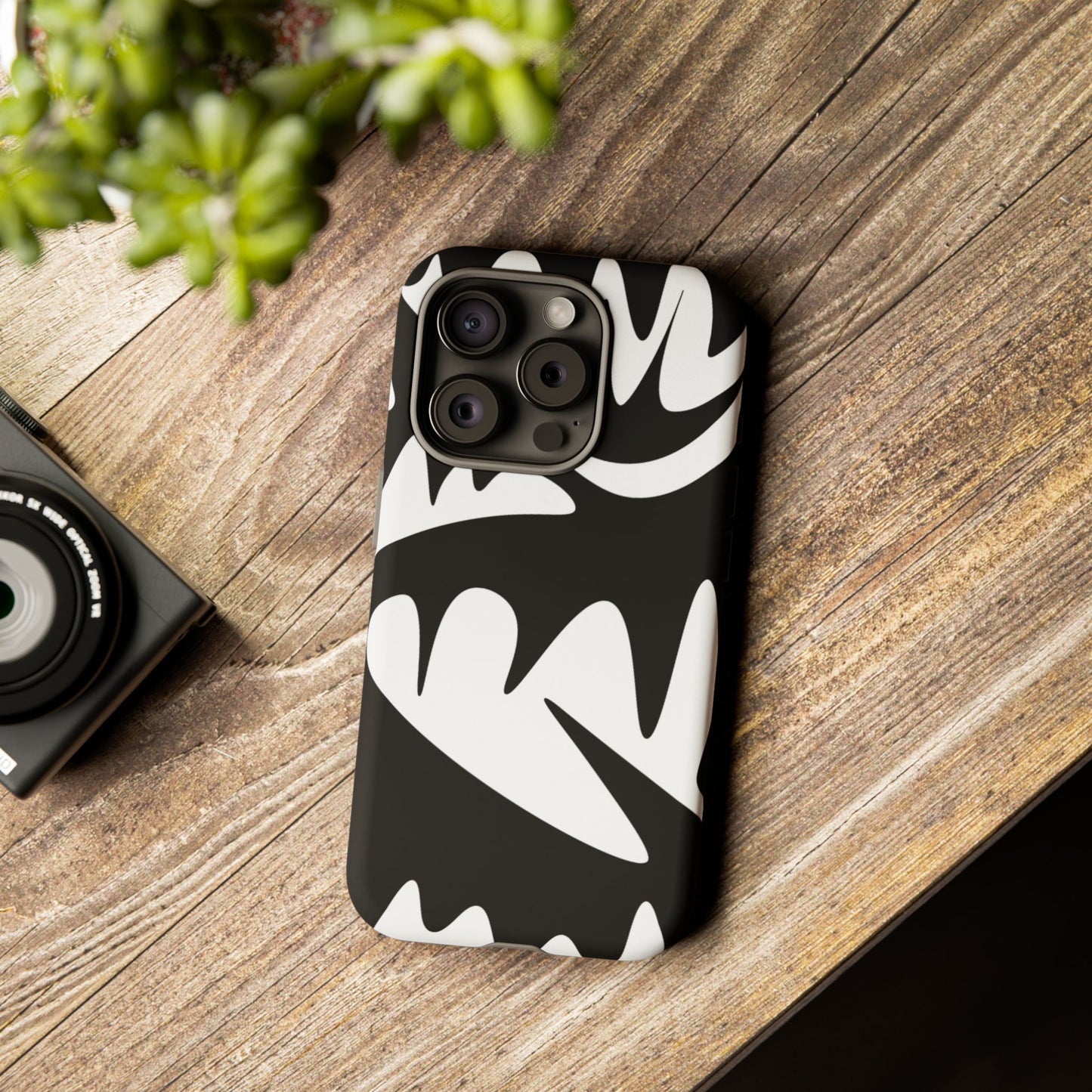 Tough Cases: Bold Black & White Monster Design Phone Case for Trendsetters