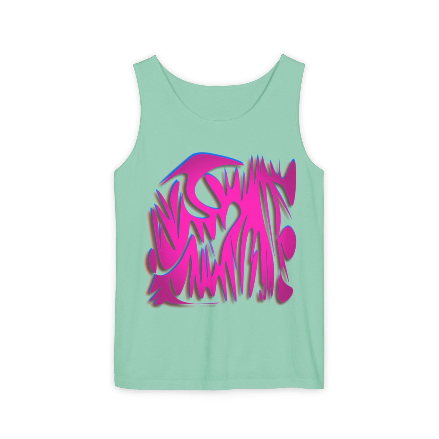 Vibrant Unisex Garment-Dyed Tank Top with Abstract Design
