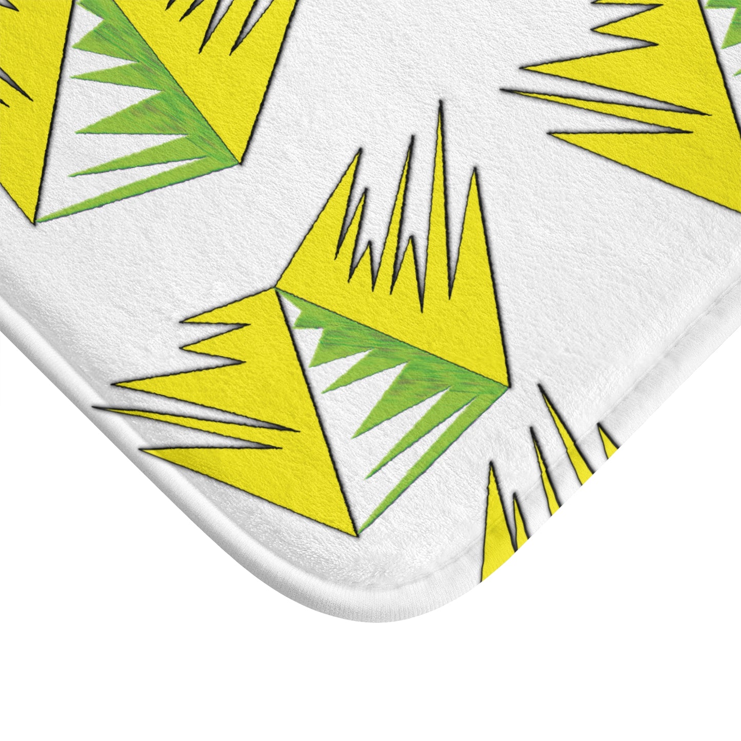 Vibrant Green and Yellow Geometric Bath Mat - Stylish Home Decor for Modern Bathrooms