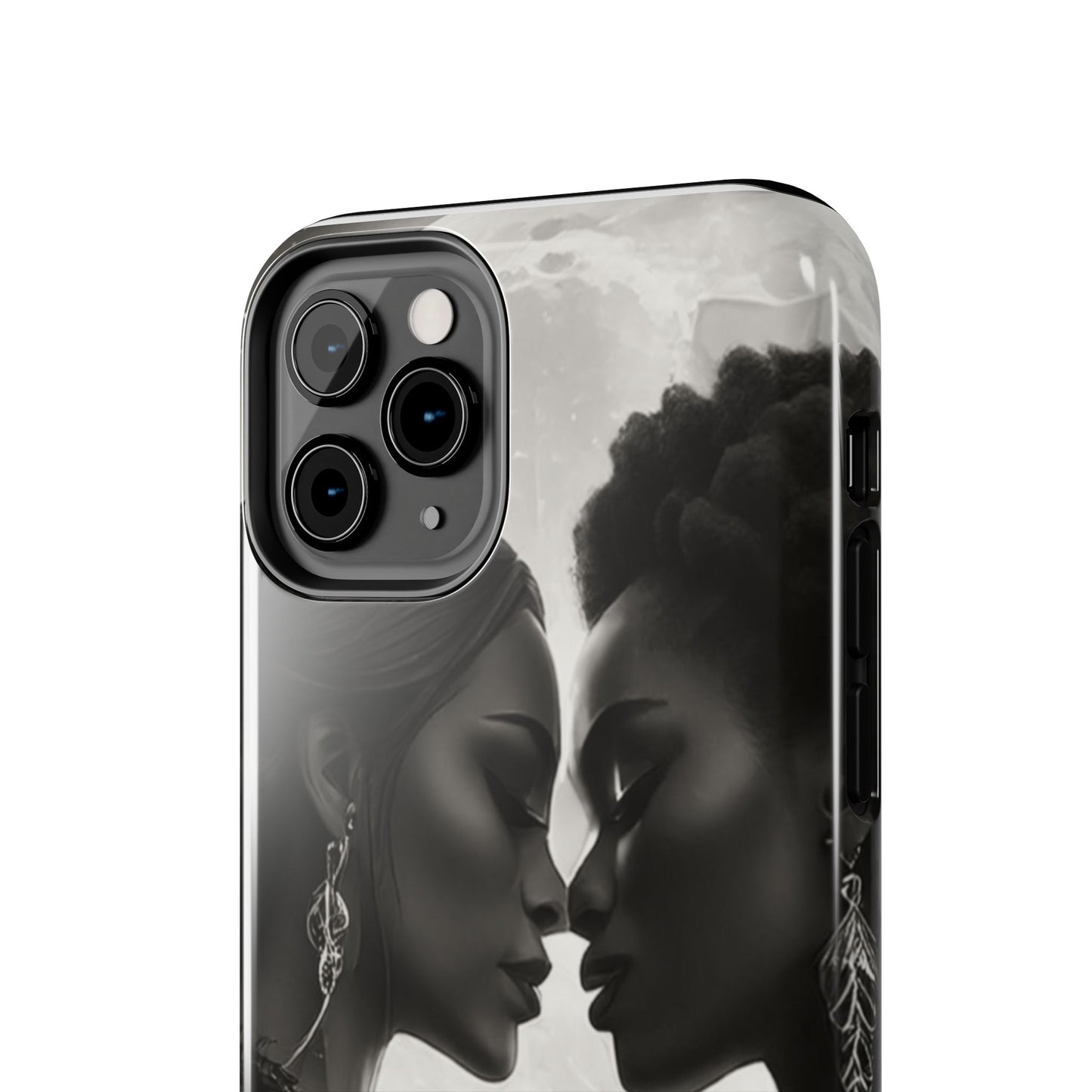 Elegant Black & White Phone Case with Dual Silhouette Design