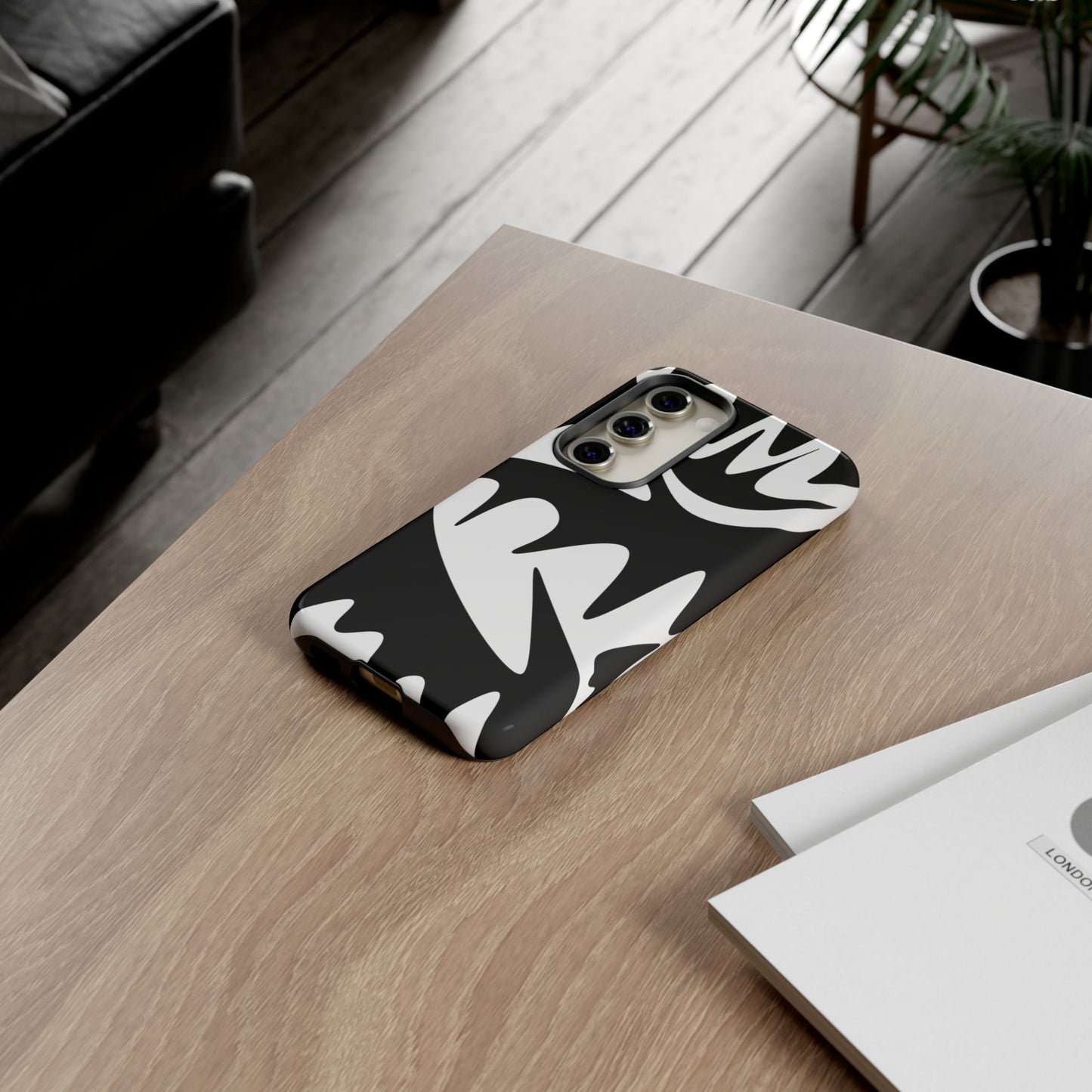 Tough Cases: Bold Black & White Monster Design Phone Case for Trendsetters